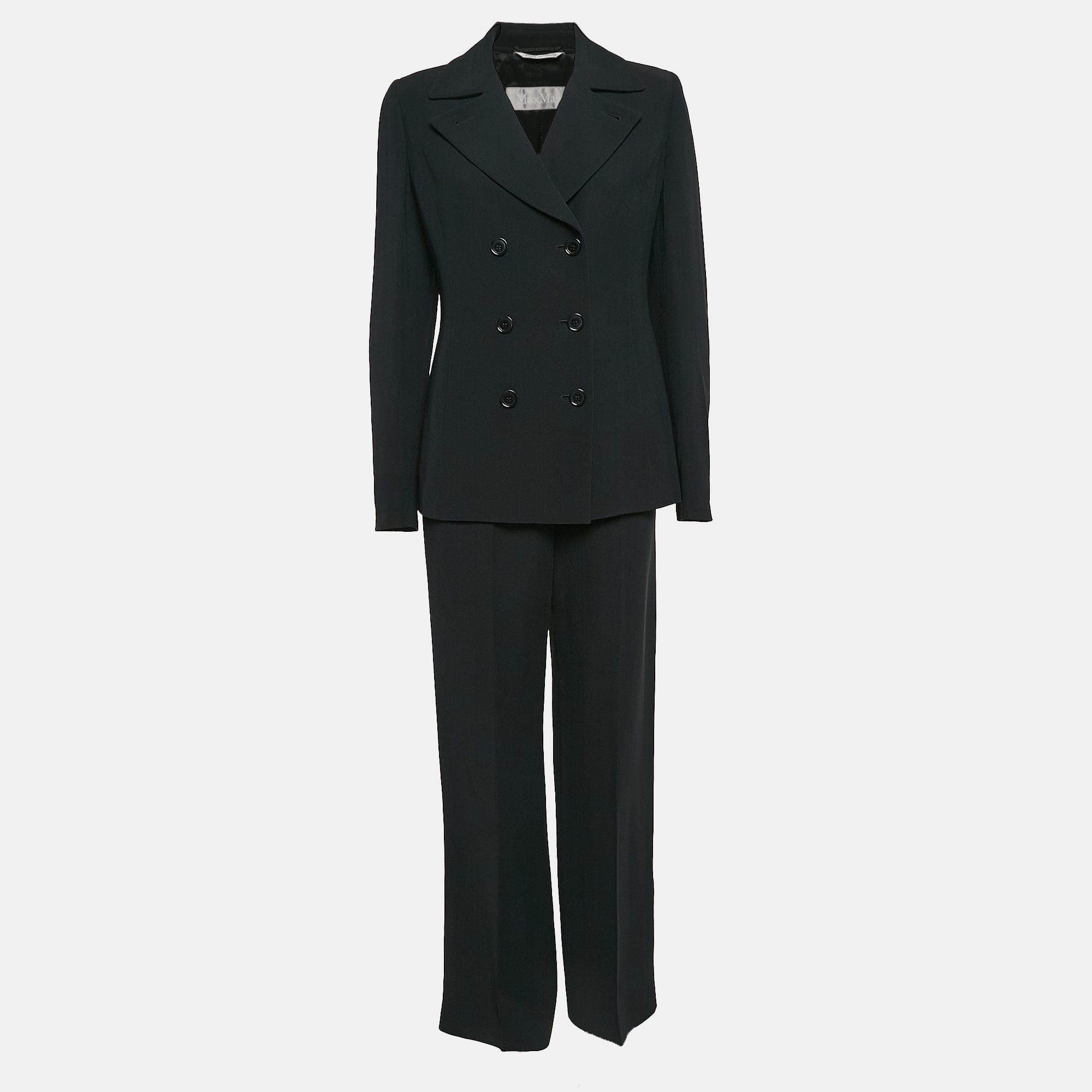 

Max Mara Black Crepe Tailored Pants Suit M