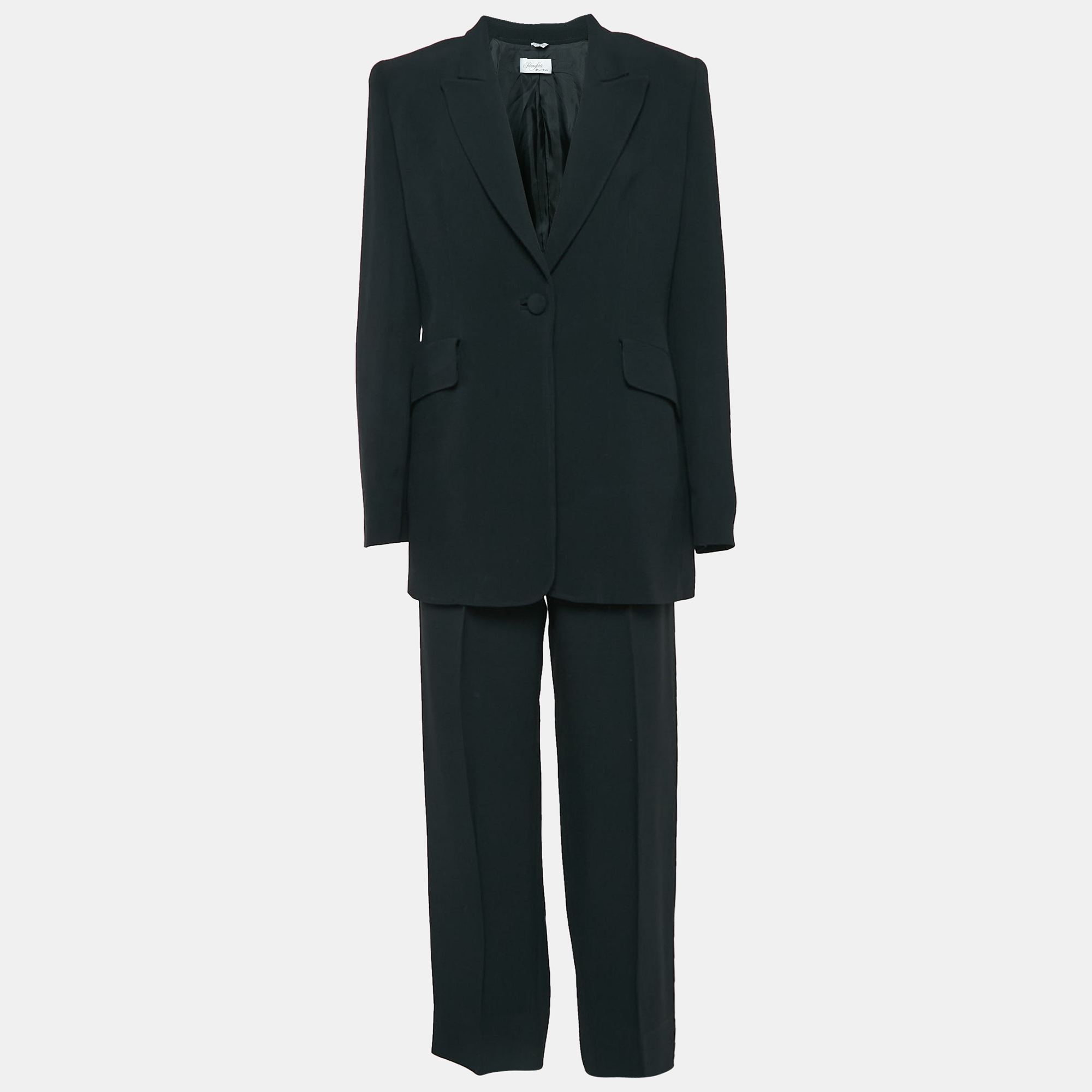 

Pianoforte di Max Mara Black Crepe Single Breasted Pants Suit L