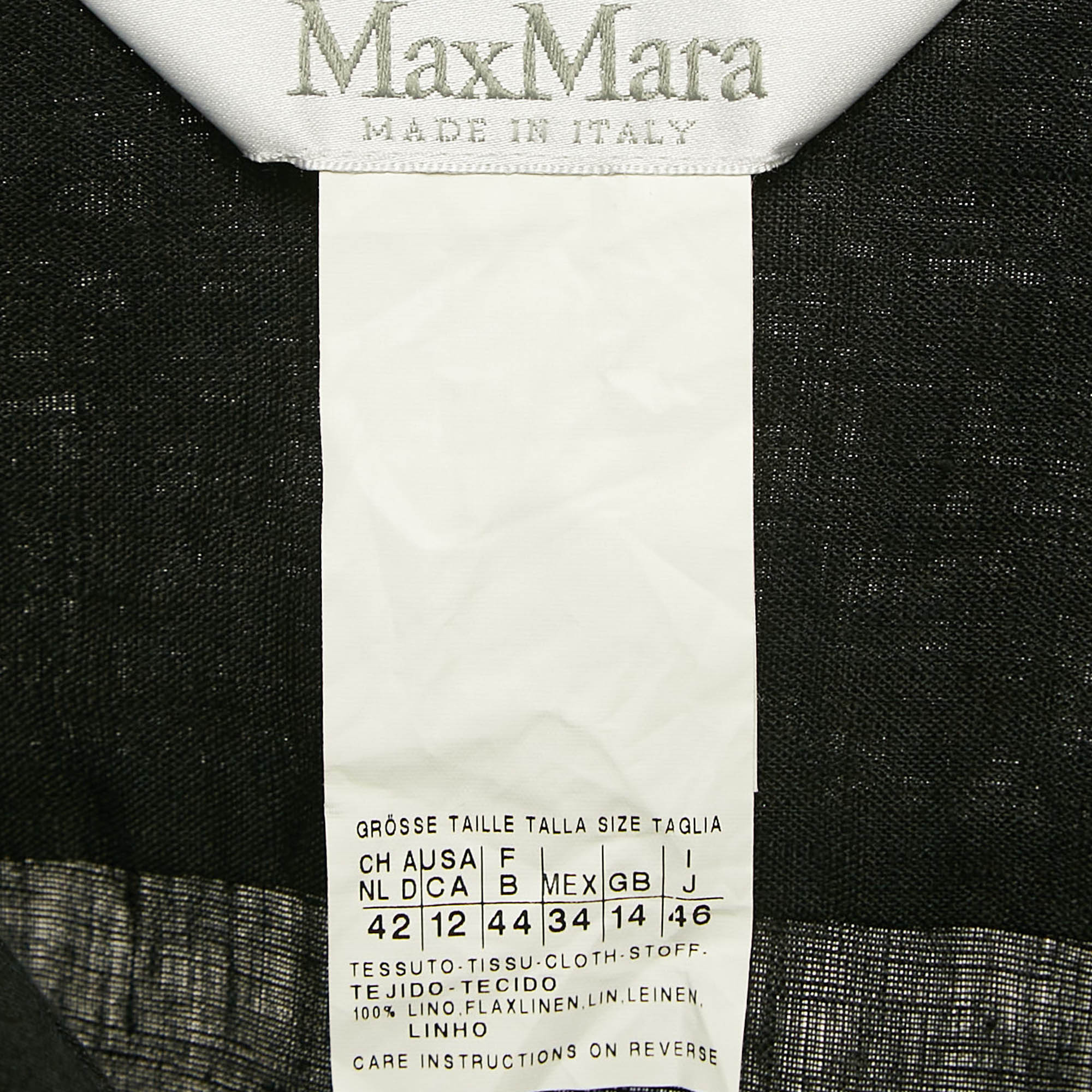 Max Mara Black Linen Long Sleeve Tunic Shirt L 