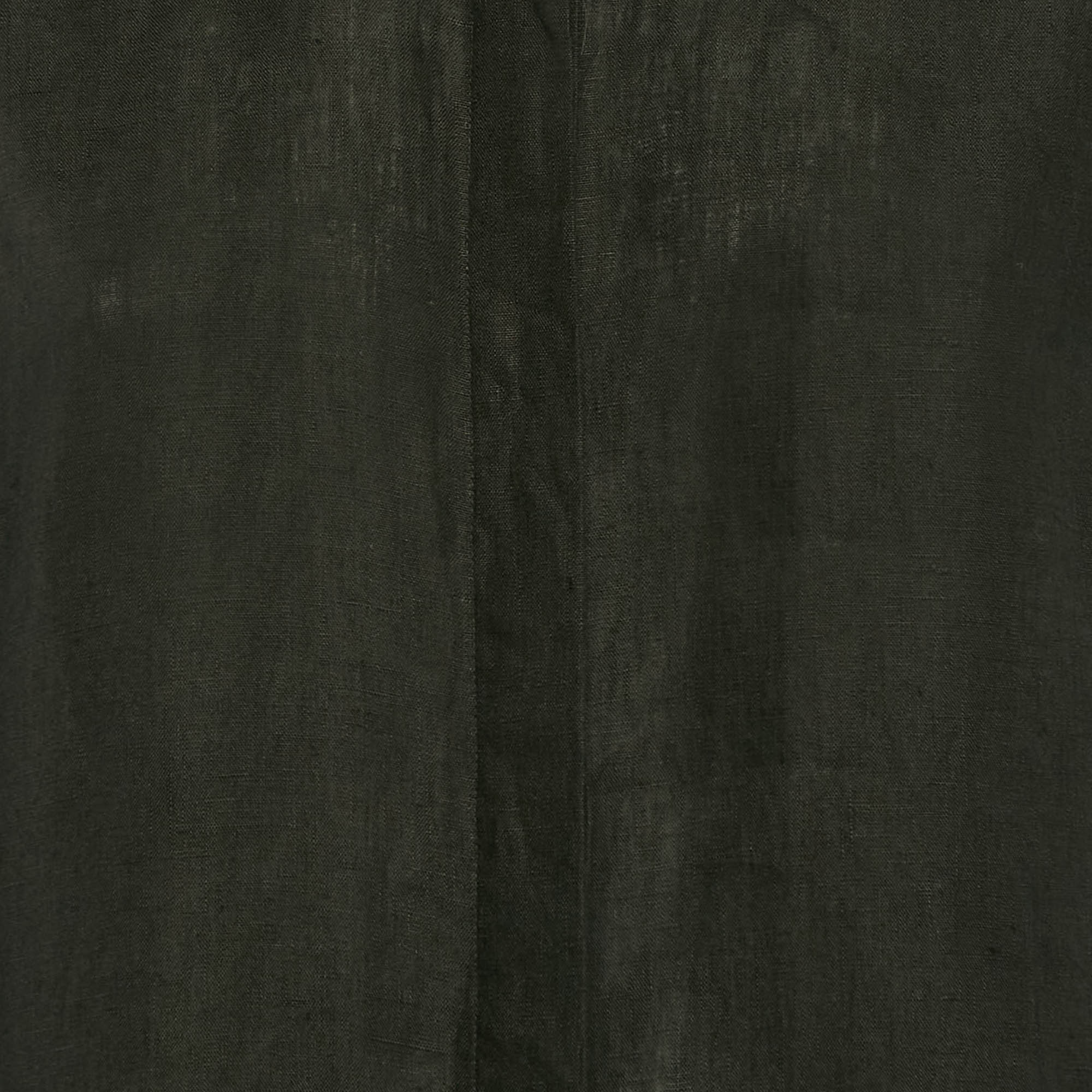 Max Mara Black Linen Long Sleeve Tunic Shirt L 