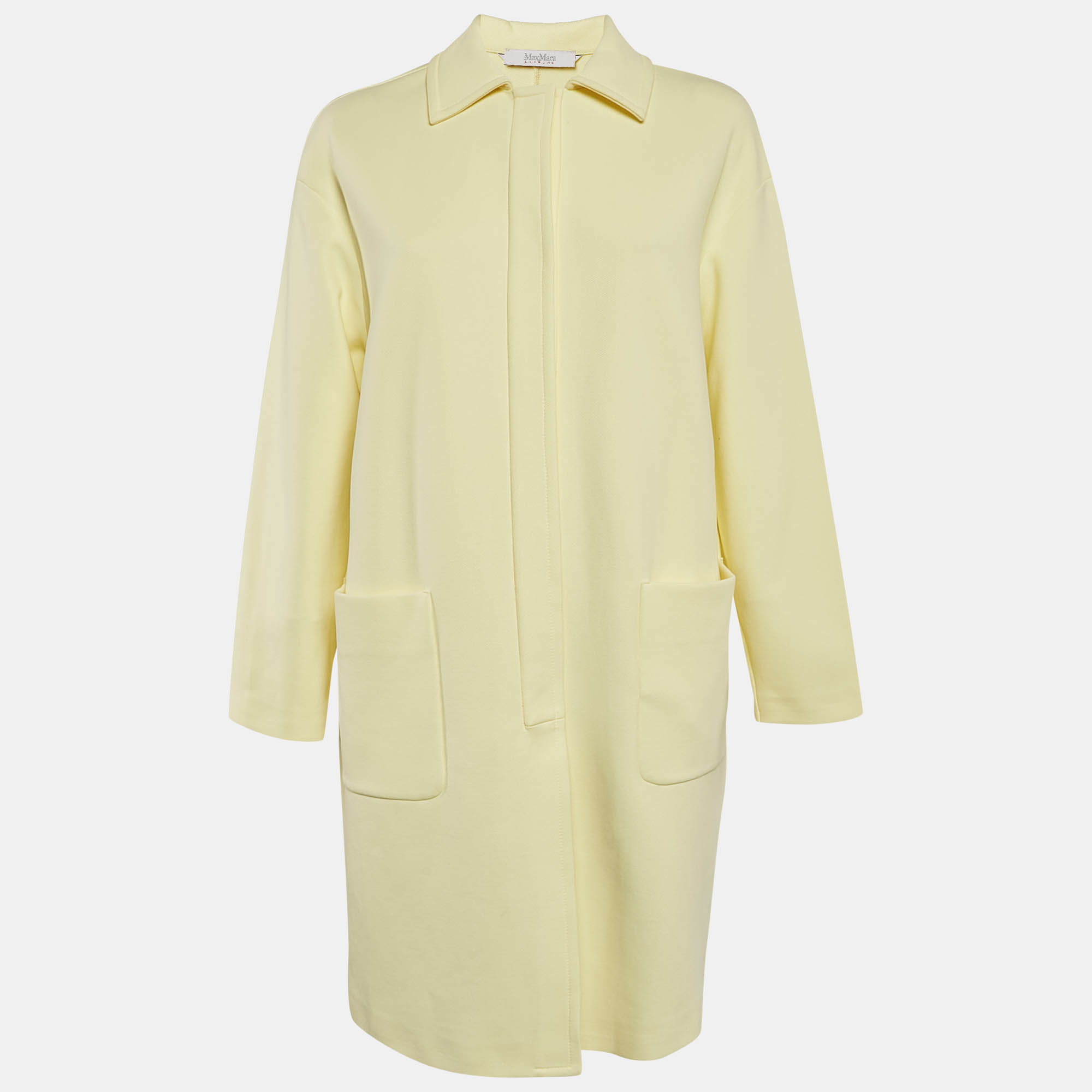 

Max Mara Yellow Gabardine Single Breasted Long Coat M