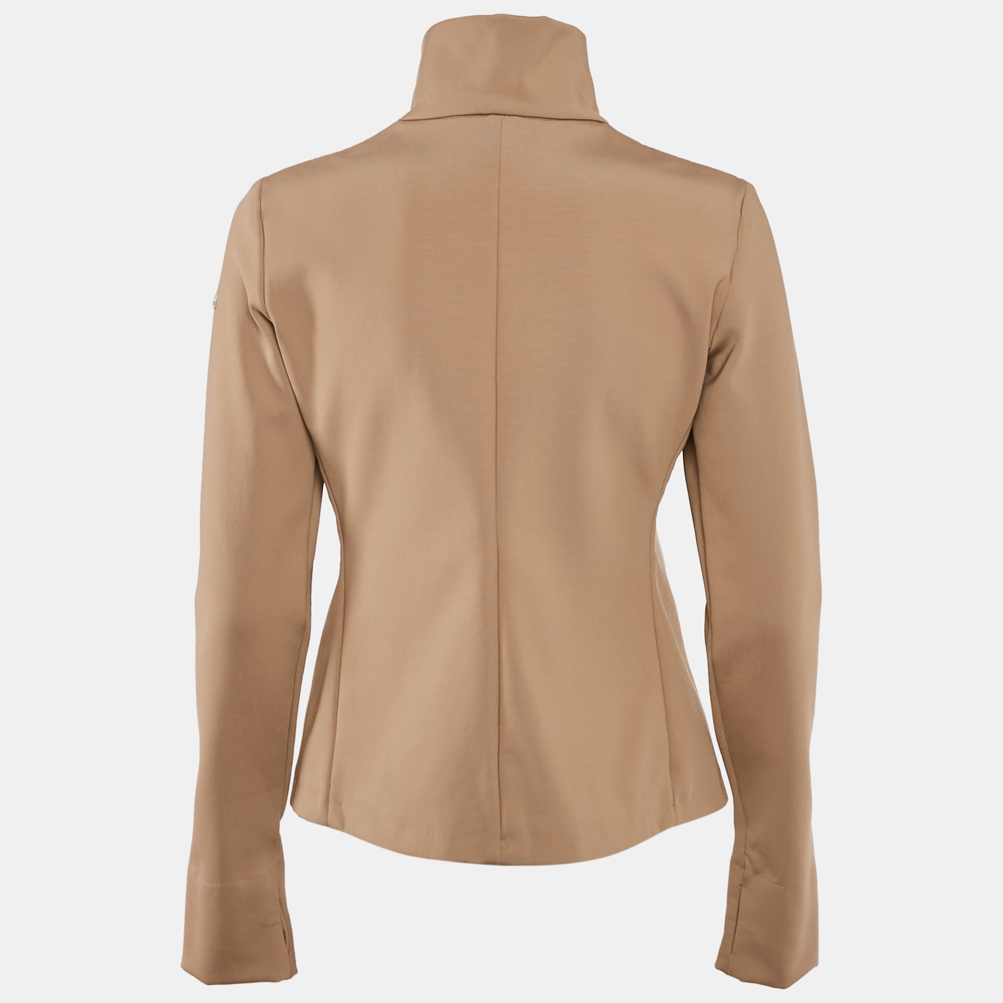 Max Mara Beige Jersey High Neck Zip-Up Jacket M 