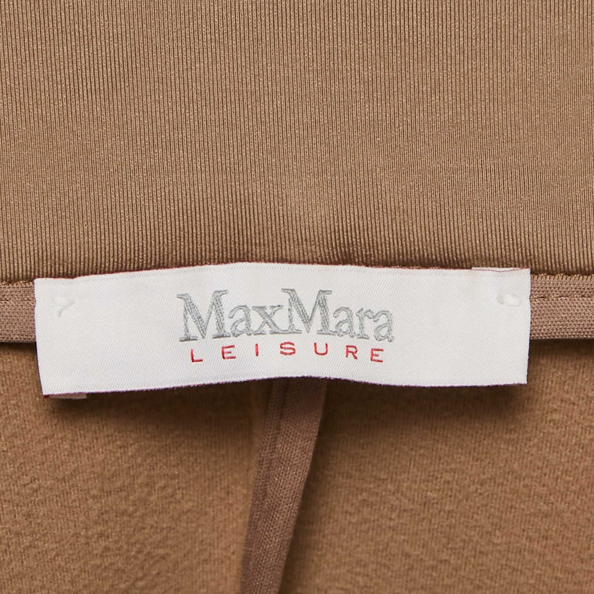 Max Mara Beige Jersey High Neck Zip-Up Jacket M 