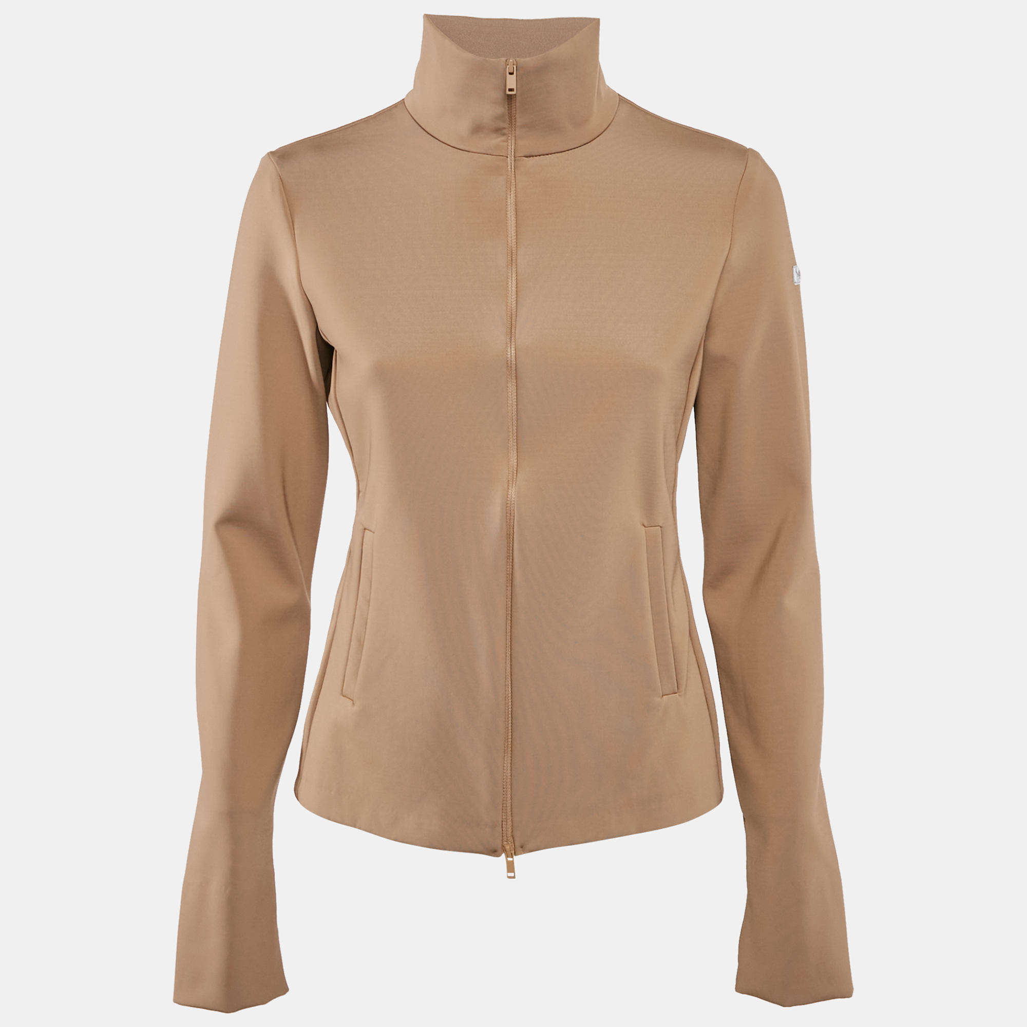 

Max Mara Beige Jersey High Neck Zip-Up Jacket M, Brown