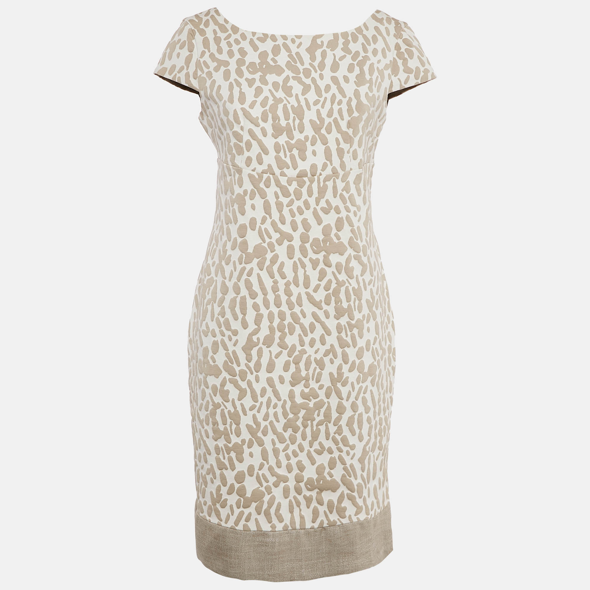 

Max Mara Ivory/Beige Jacquard Knit Cap Sleeve Short Dress M