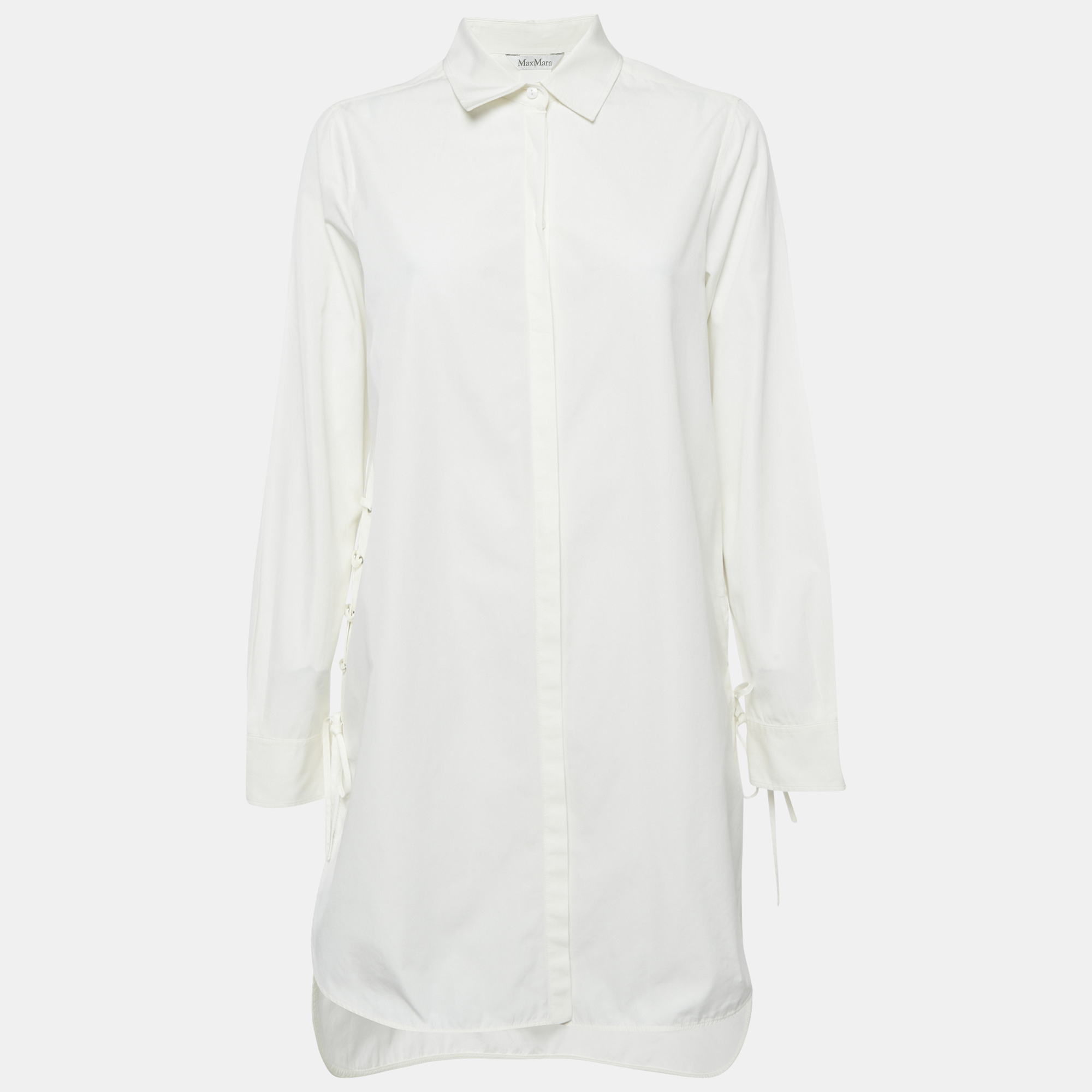 

Max Mara White Cotton Lace-Up Shirt Dress S