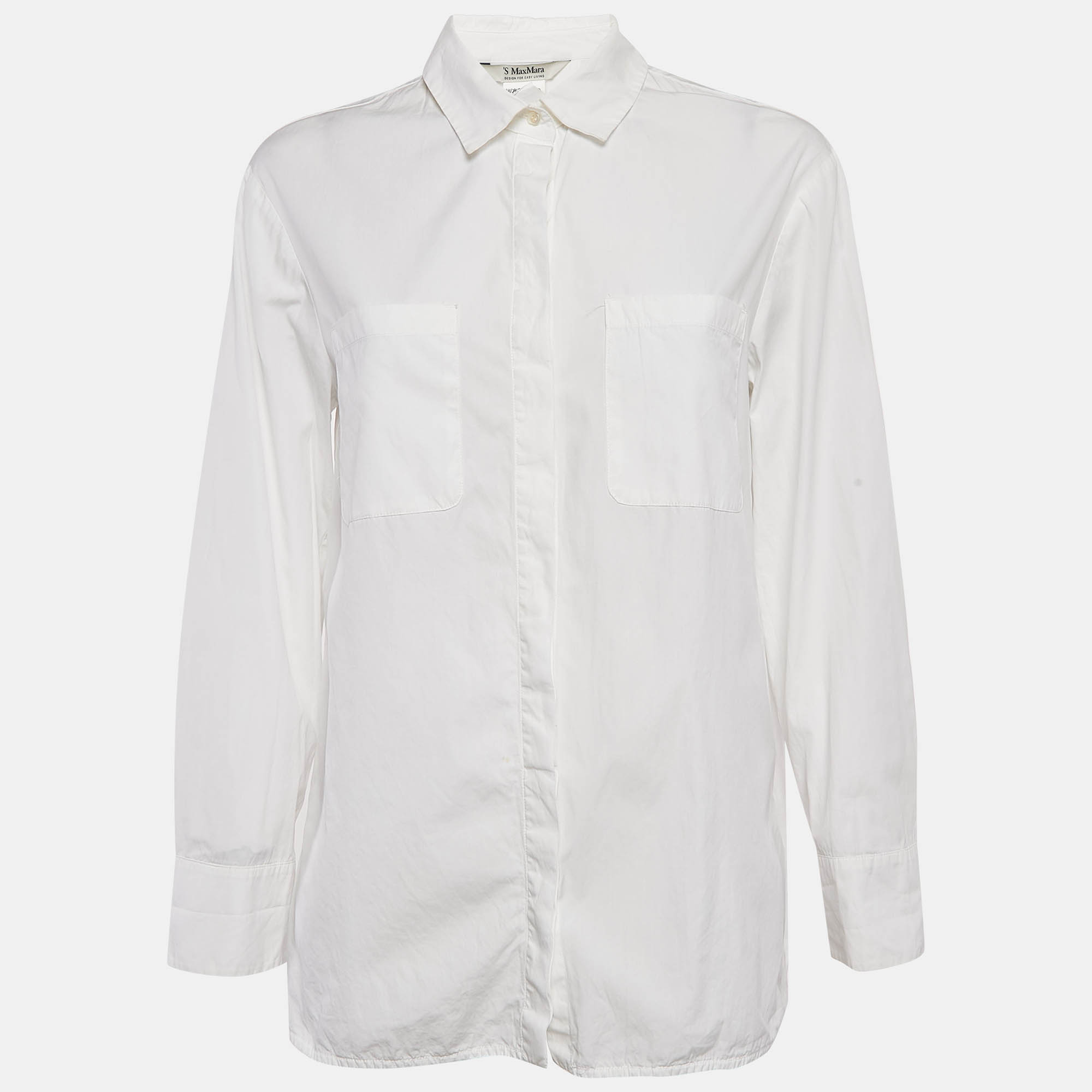 

Max Mara White Cotton Long Sleeve Shirt M