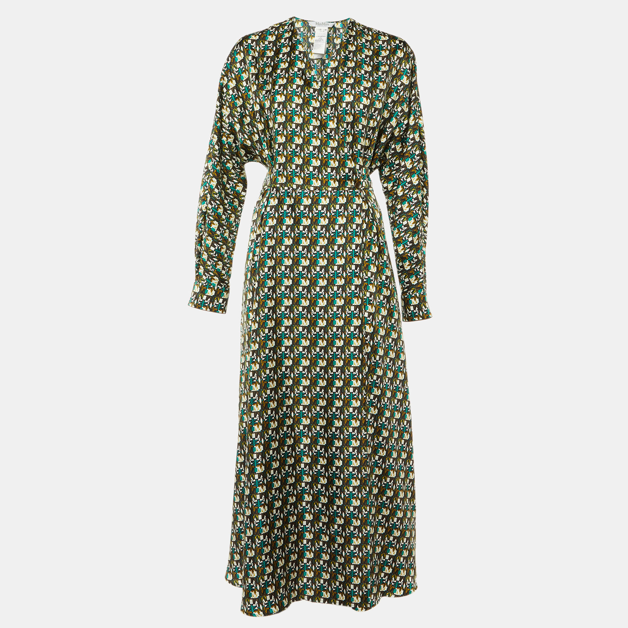 

Max Mara Multicolor Printed Silk Corone Wrap Dress L