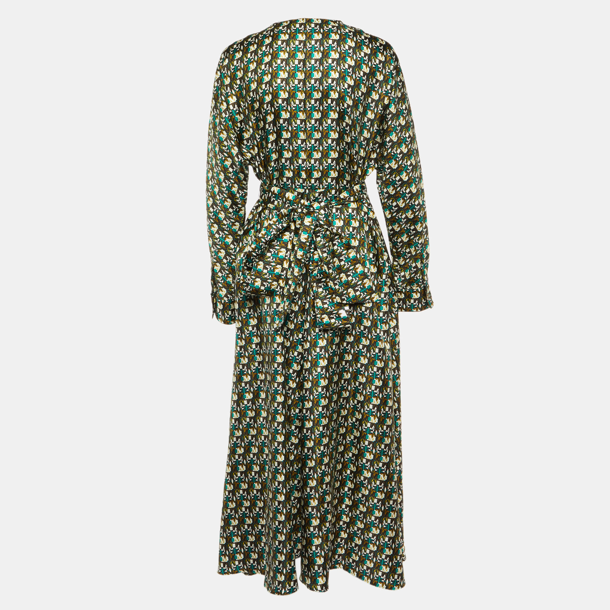 Max Mara Multicolor Printed Silk Corone Wrap Dress L 