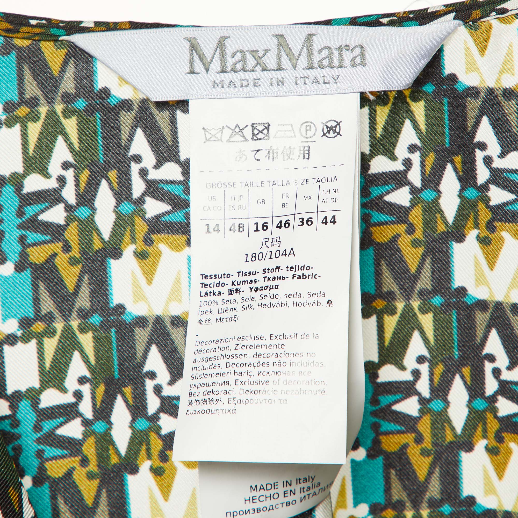 Max Mara Multicolor Printed Silk Corone Wrap Dress L 