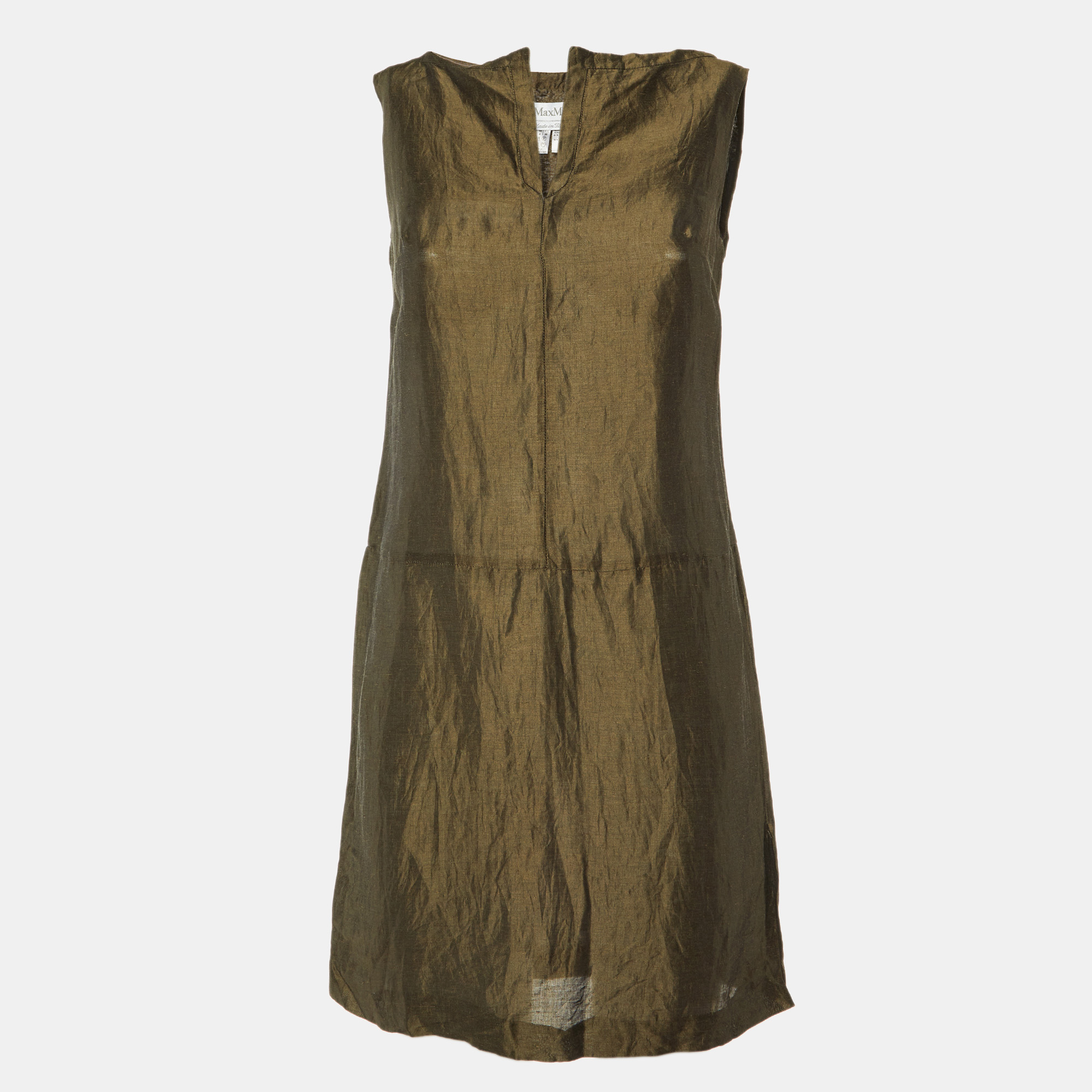 

Max Mara Green Linen & Silk Sleeveless Dress XS