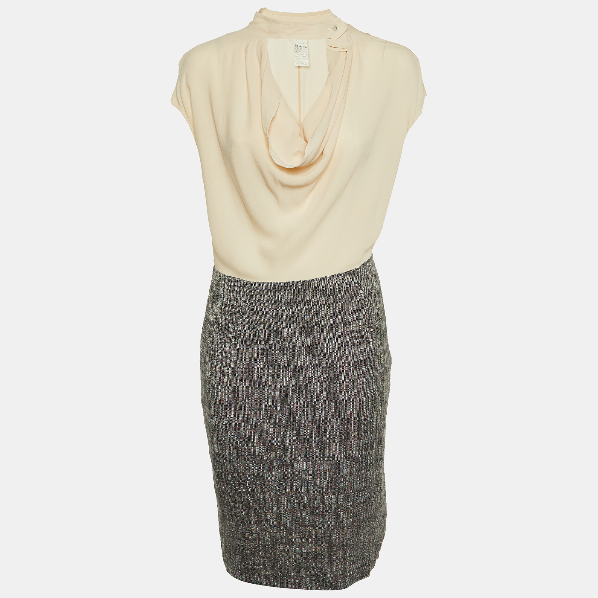 

Max Mara Beige Crepe & Linen Blend Midi Dress M