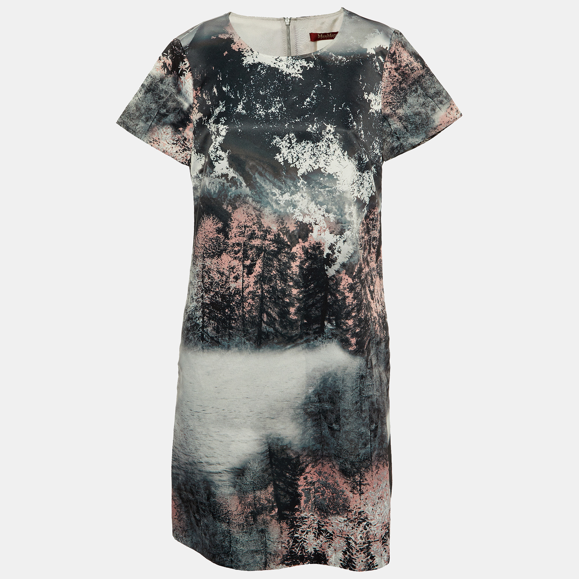

Max Mara Studio Grey Printed Satin Shift Dress M