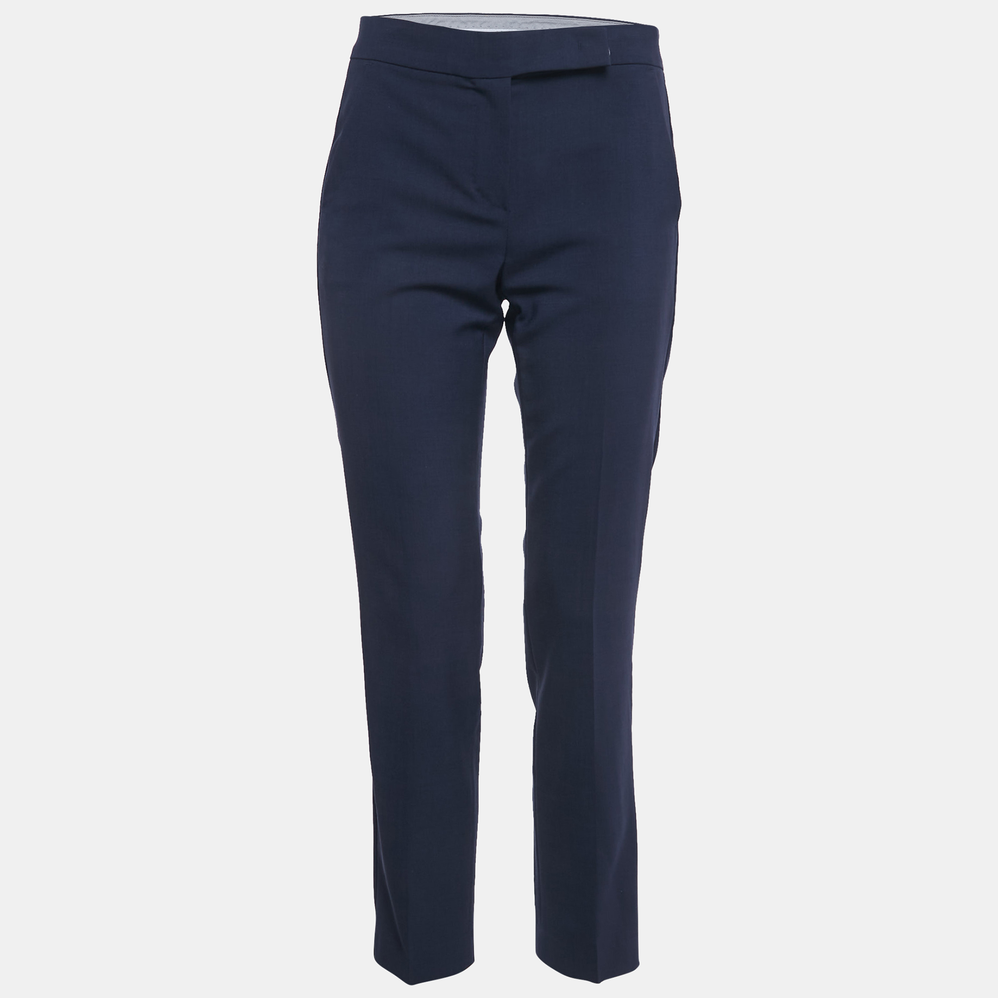 Pre-owned Max Mara Navy Blue Wool Tailored Pants S