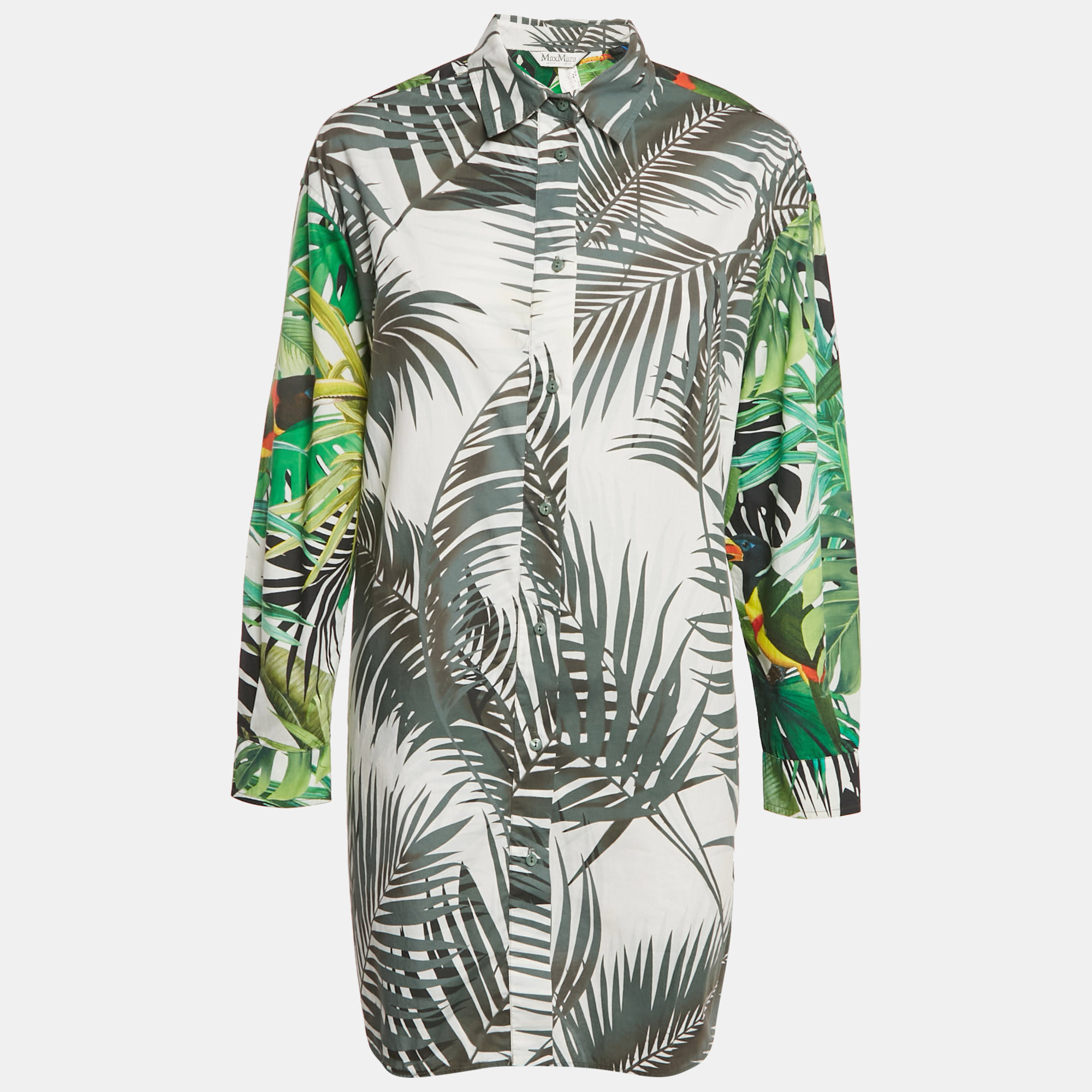 

Max Mara Multicolor Tropical Print Diego Oversized Shirt Dress L