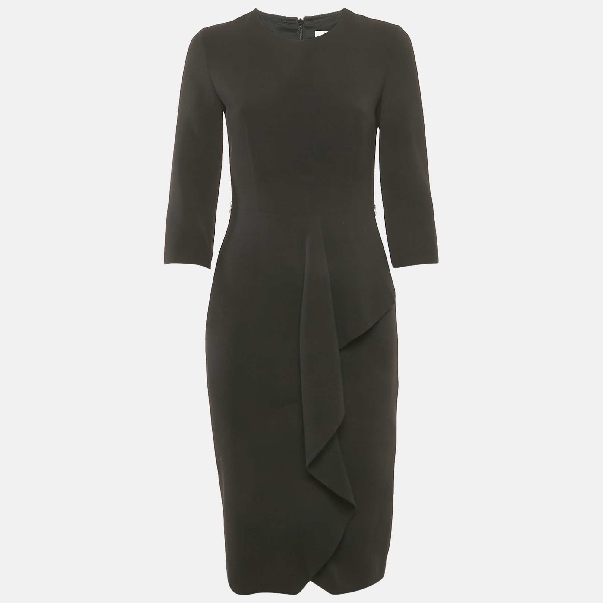 

Max Mara Black Wool Ruffled Midi Dress XS