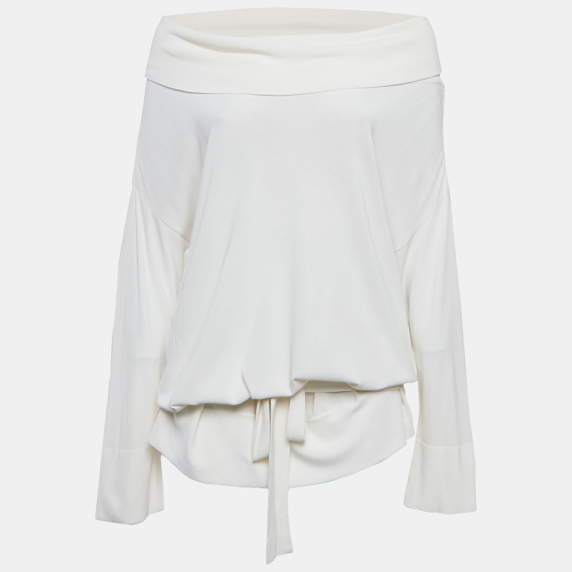 

Max Mara White Knit Waist Tie Detail Oversized Sweater M