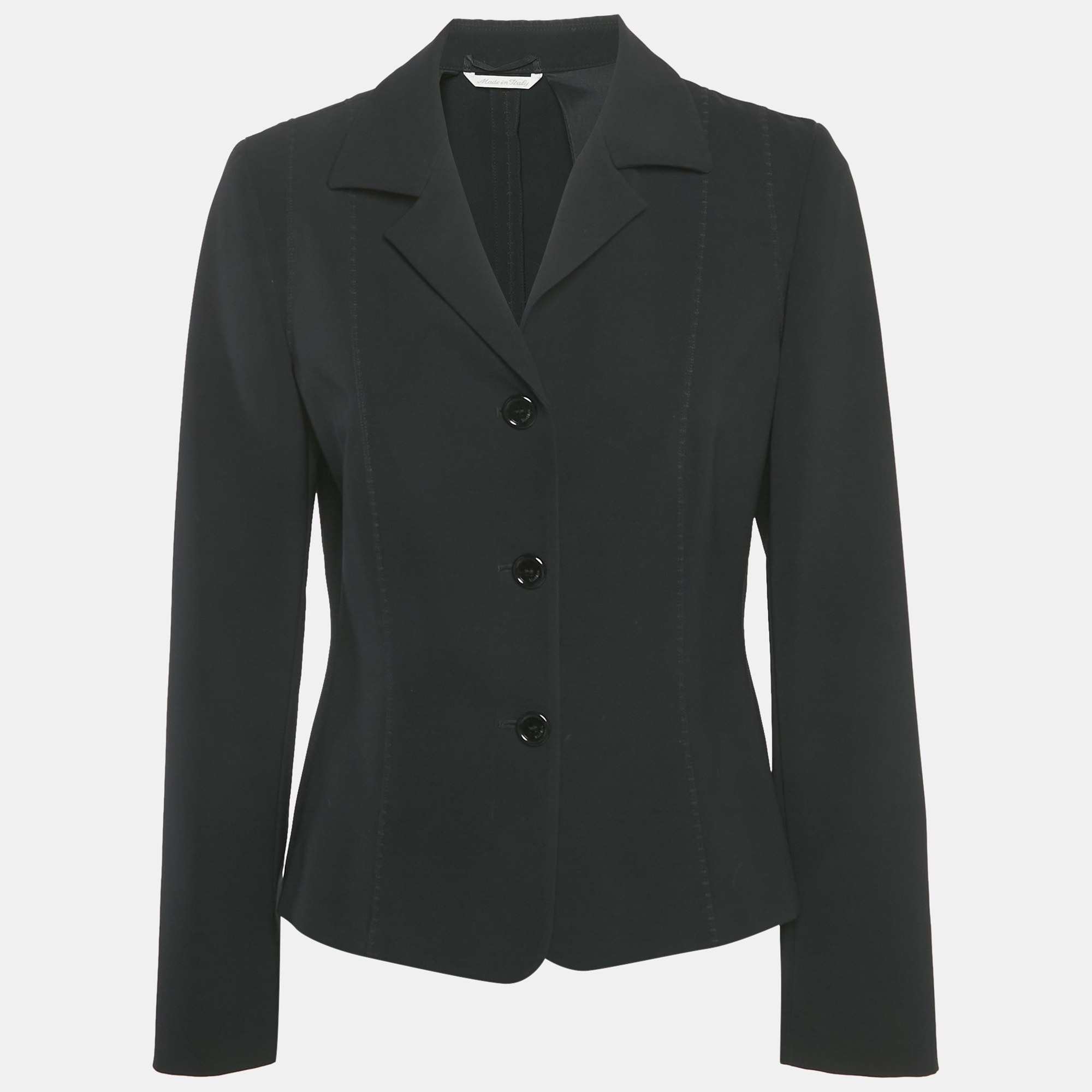 

Max Mara Black Crepe Button Front Blazer M