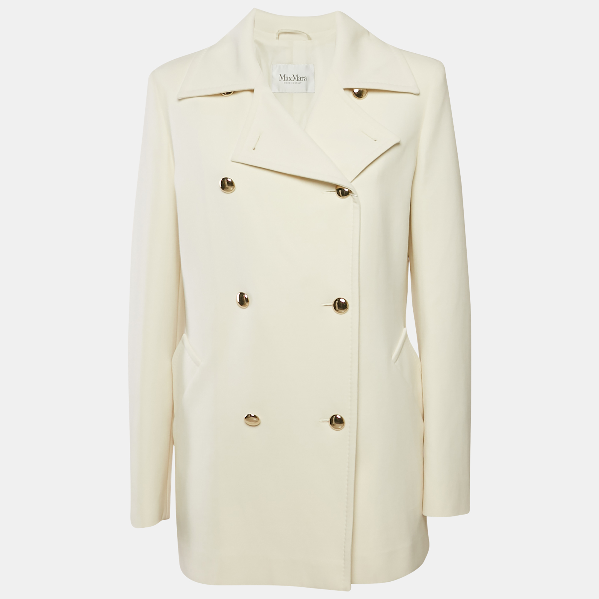 

Max Mara Cream Wool Double Breasted Short Coat L