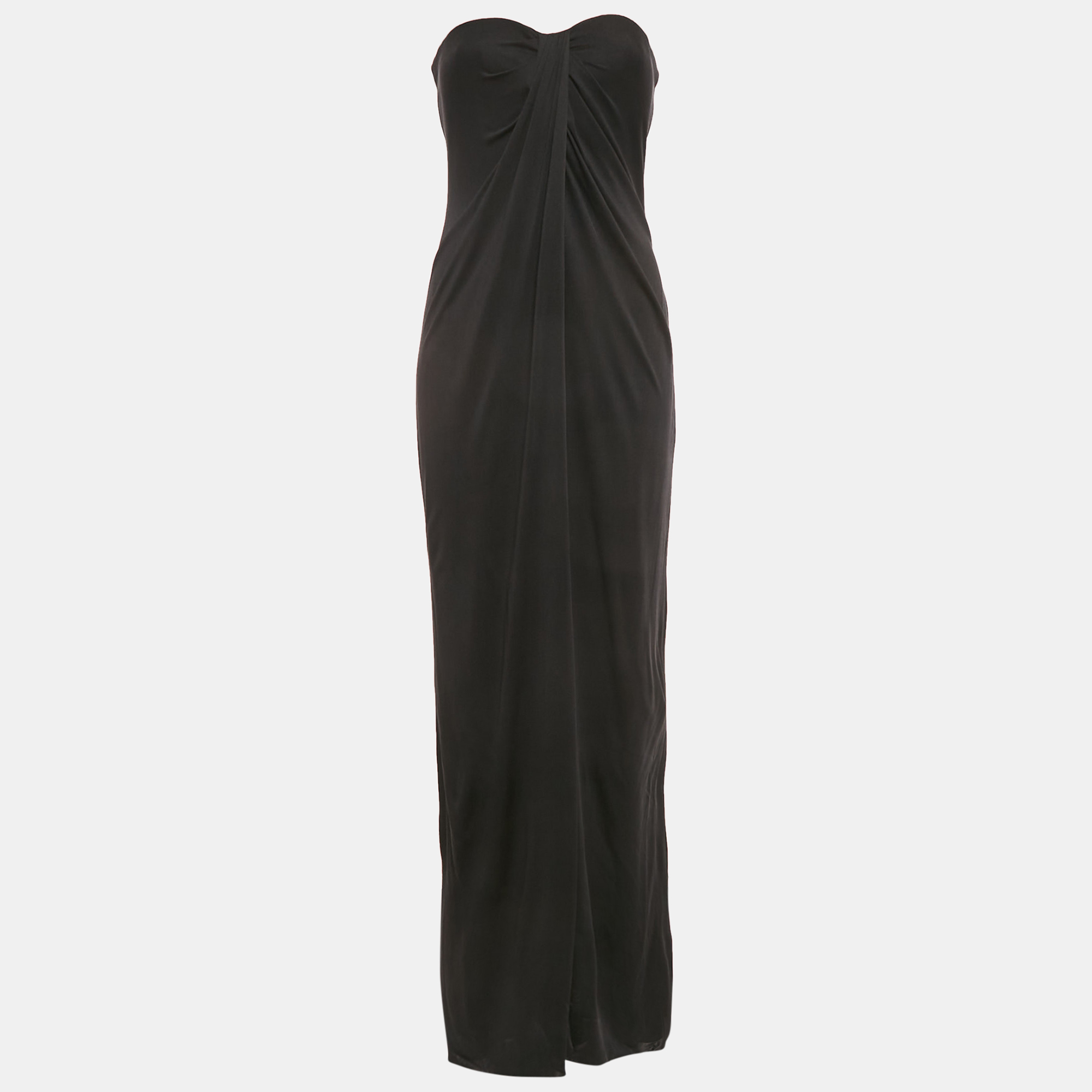 Pre-owned Max Mara Black Jersey Strapless Maxi Dress M