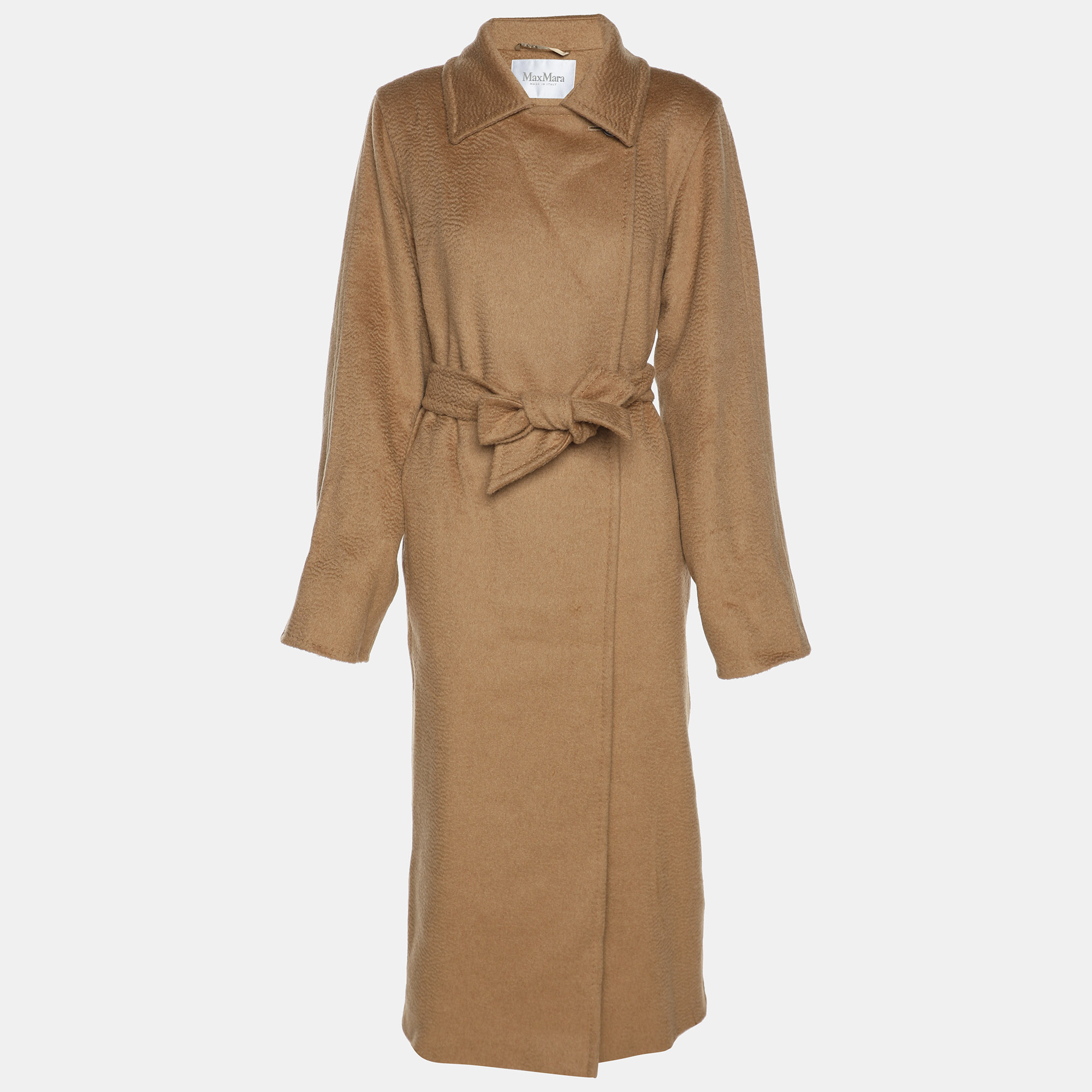 

Max Mara Brown Camel Wool Button Front Belted Coat M