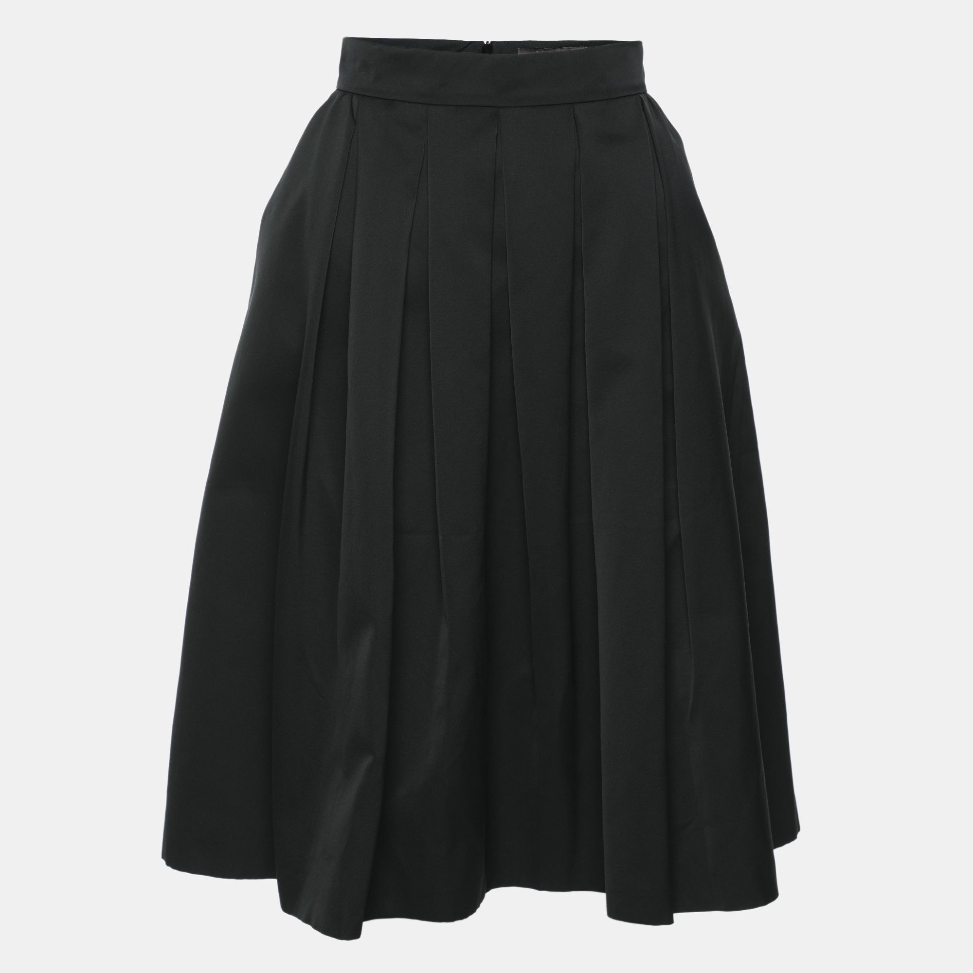

Max Mara Black Cotton Blend Pleated Midi Skirt S