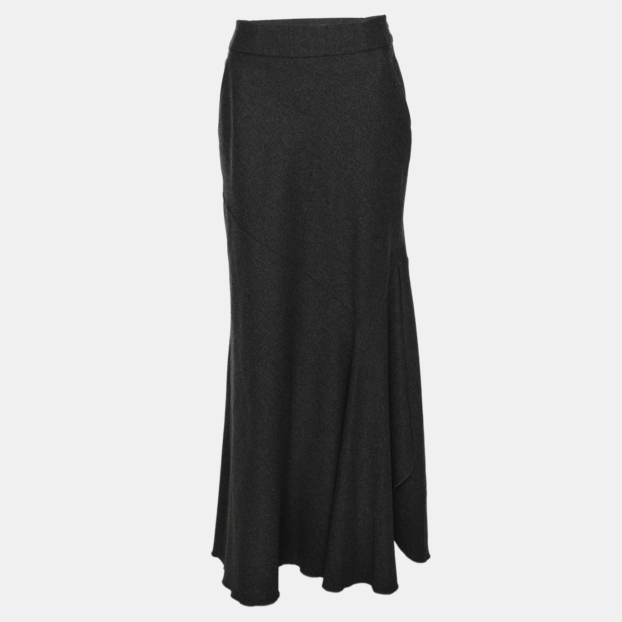 

Max Mara Grey Wool Blend Pleated Maxi Skirt S