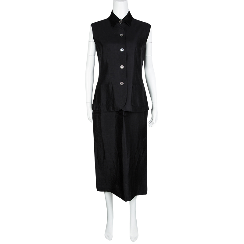 

Max Mara Black Sleeveless Jacket and Dress Set