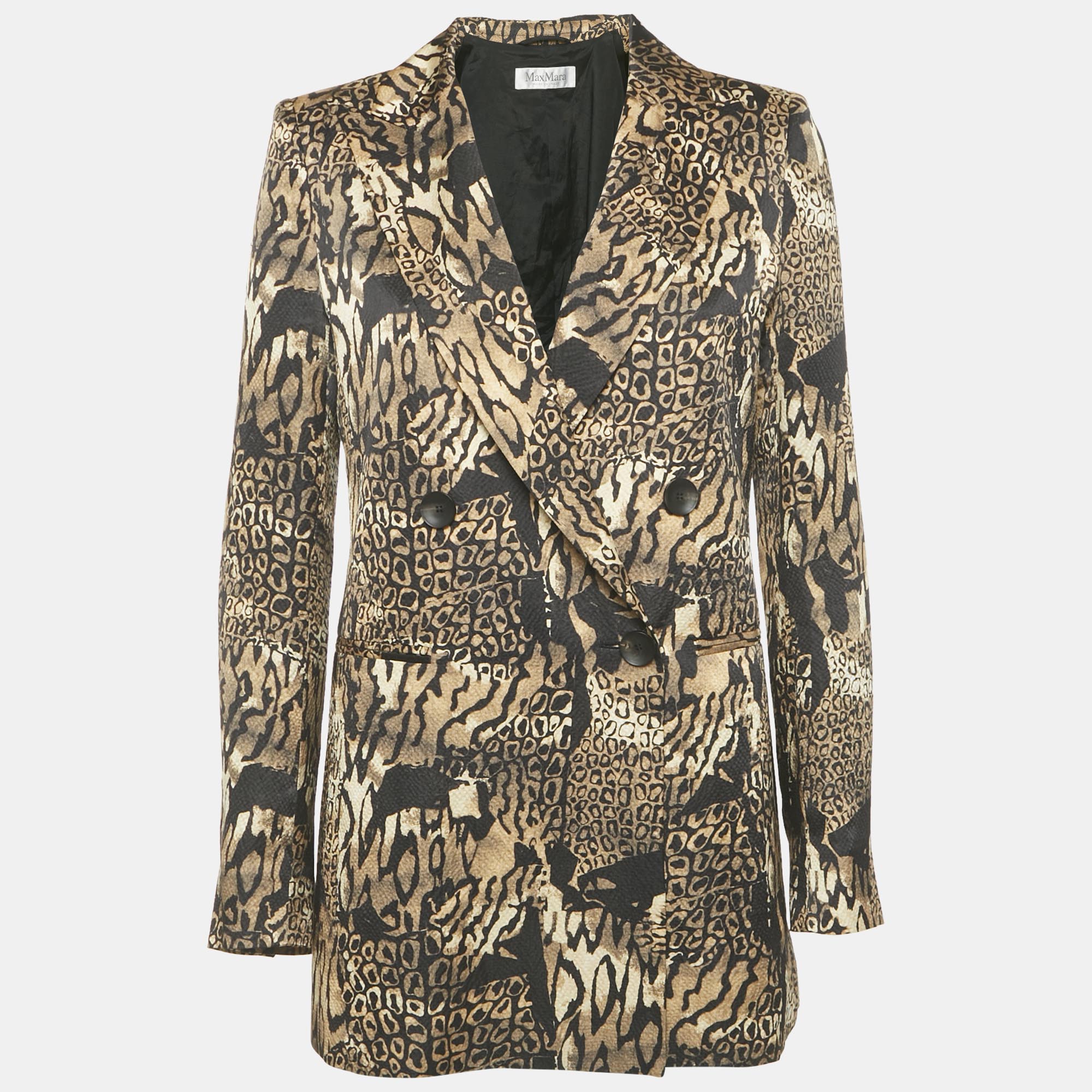 

Max Mara Black Printed Silk Atelier Blazer M