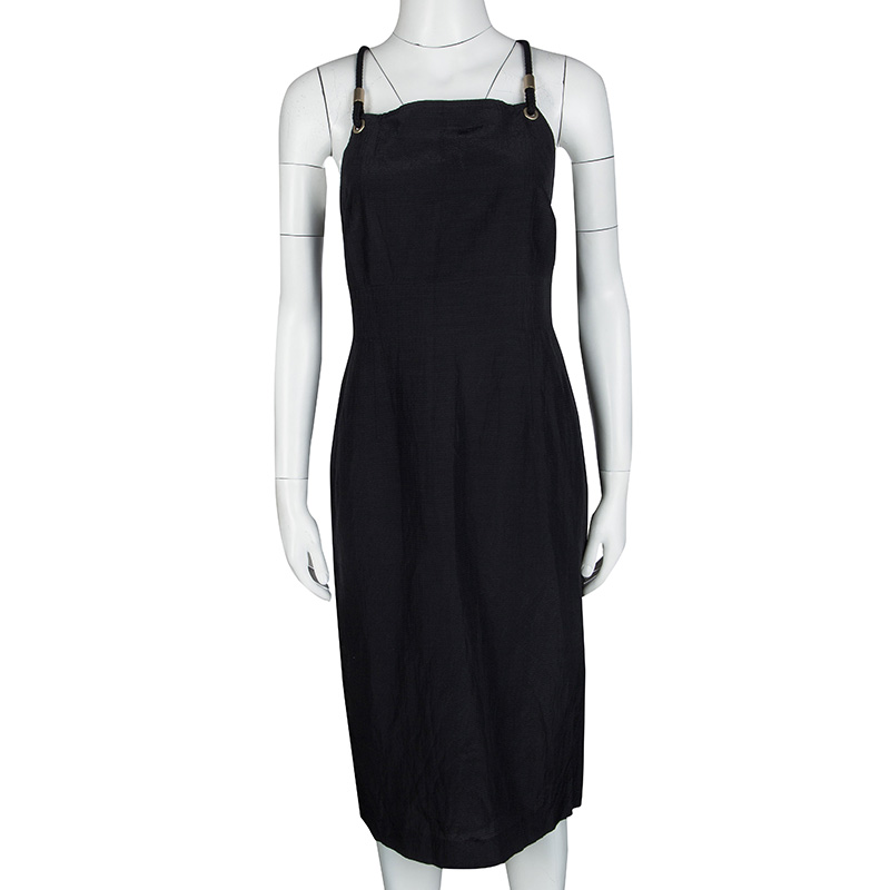 

Max Mara Black Rope Strap Detail Sleeveless Midi Dress