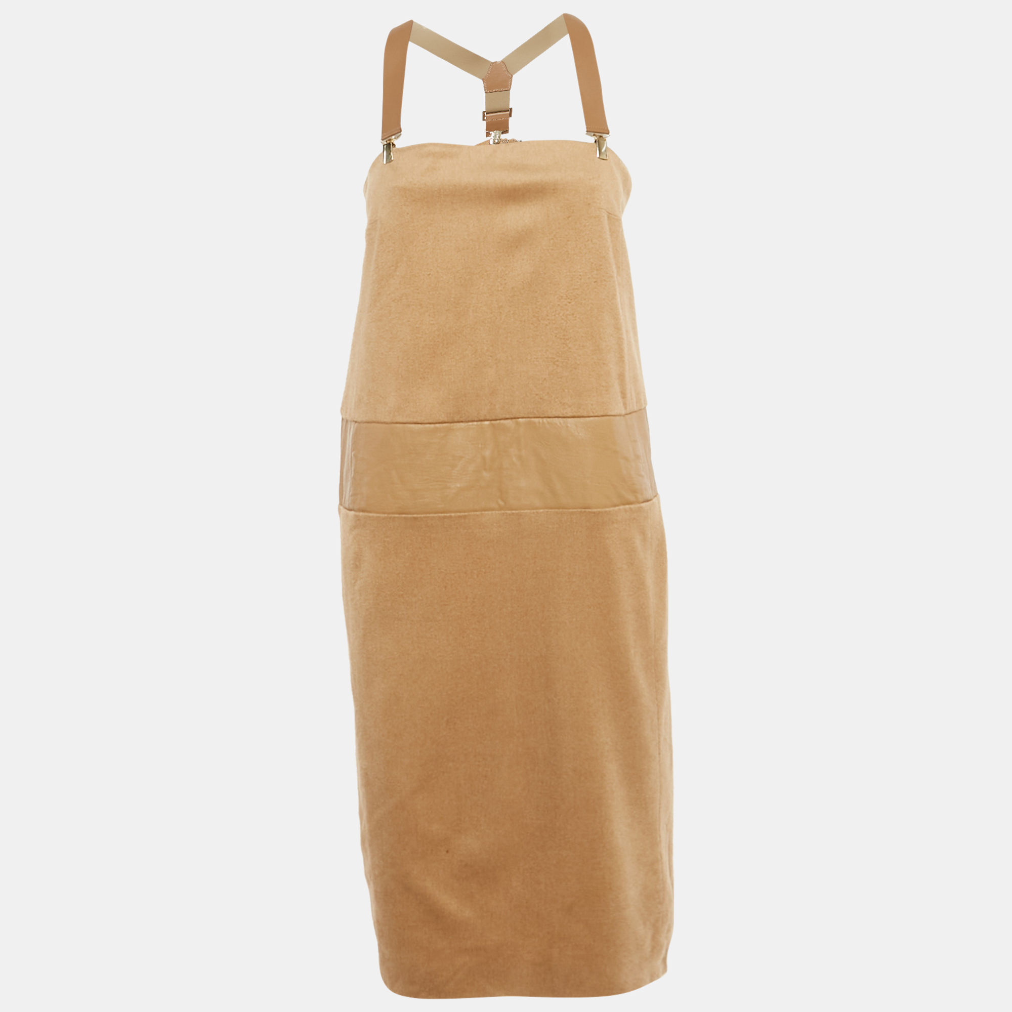 Pre-owned Max Mara Light Brown Camel Hair Short Dress L