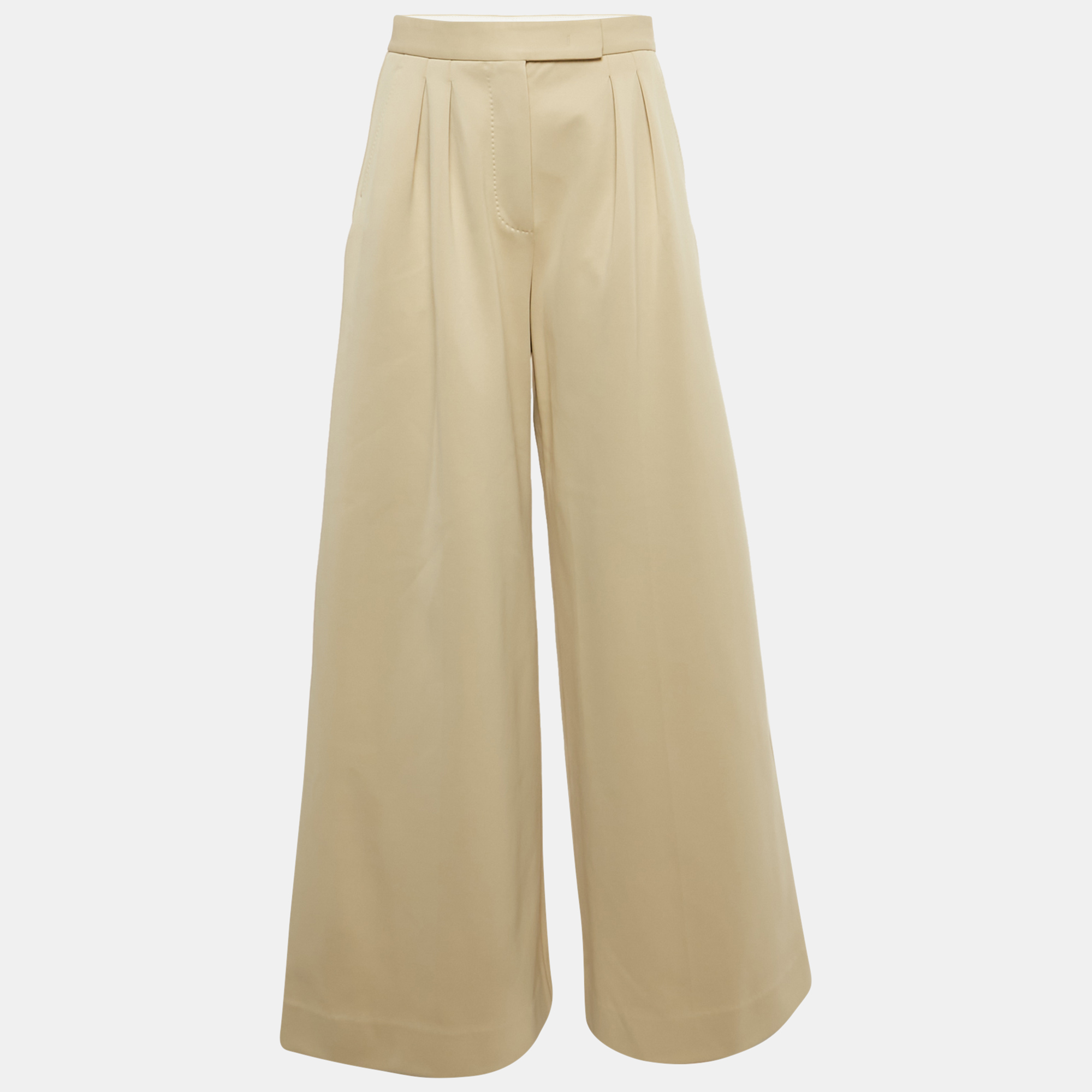 

Max Mara Beige Cotton Blend Wide Leg Trousers M