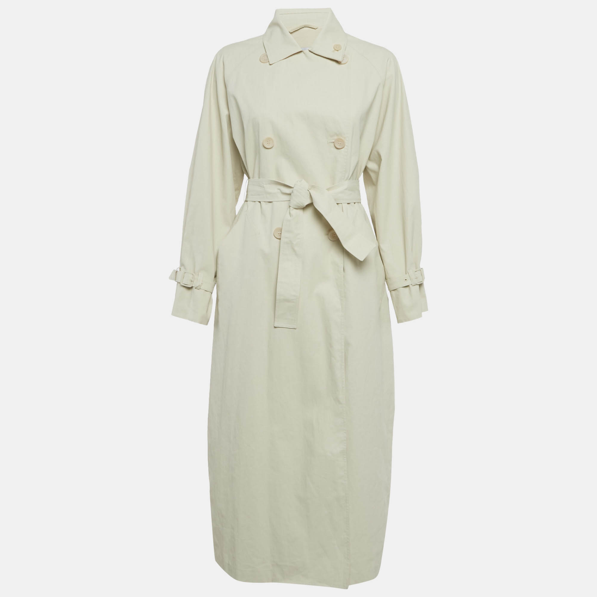 

Max Mara Beige Linen Double Breasted Trench Coat S