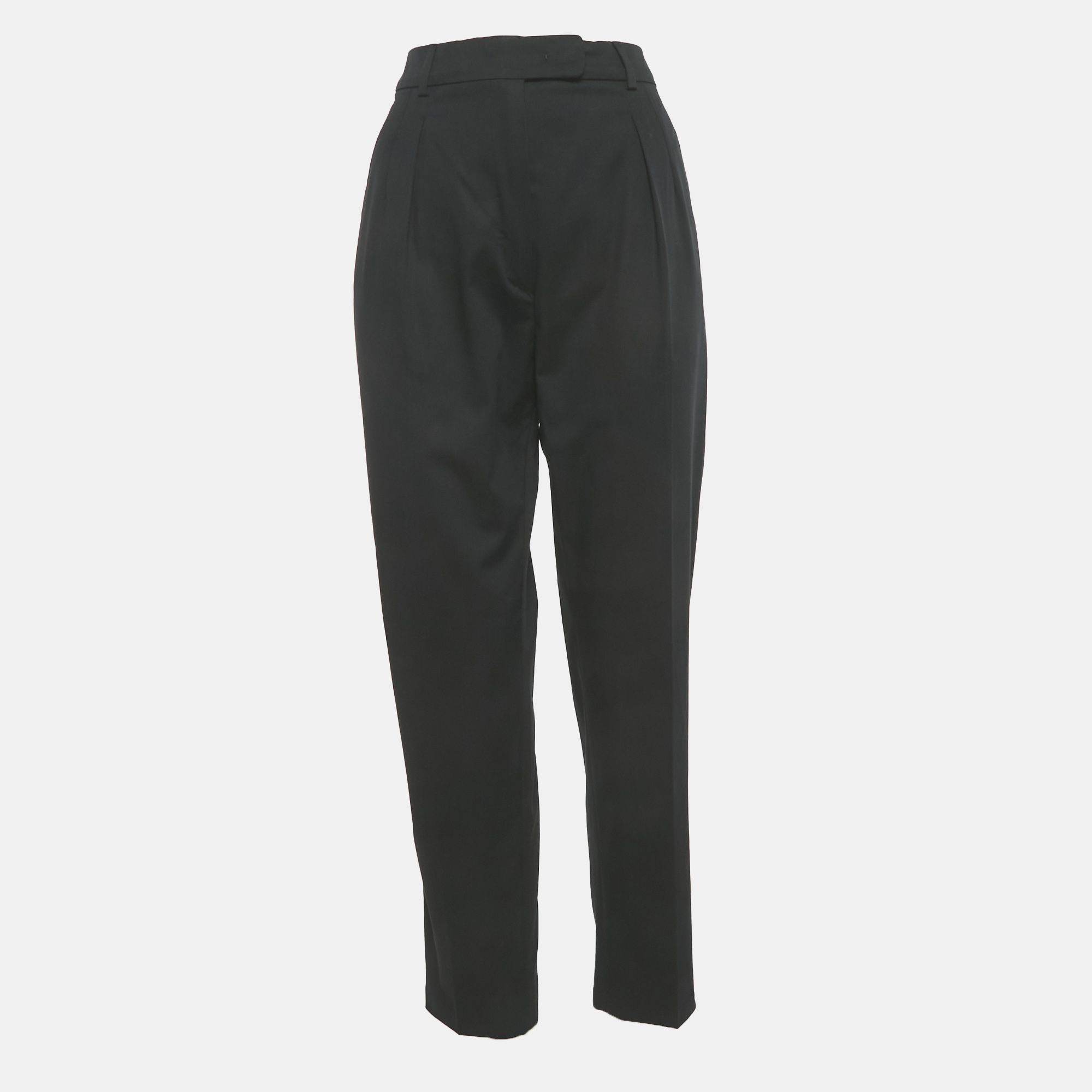 Pre-owned Max Mara Black Cotton Tapered Formal Trousers M