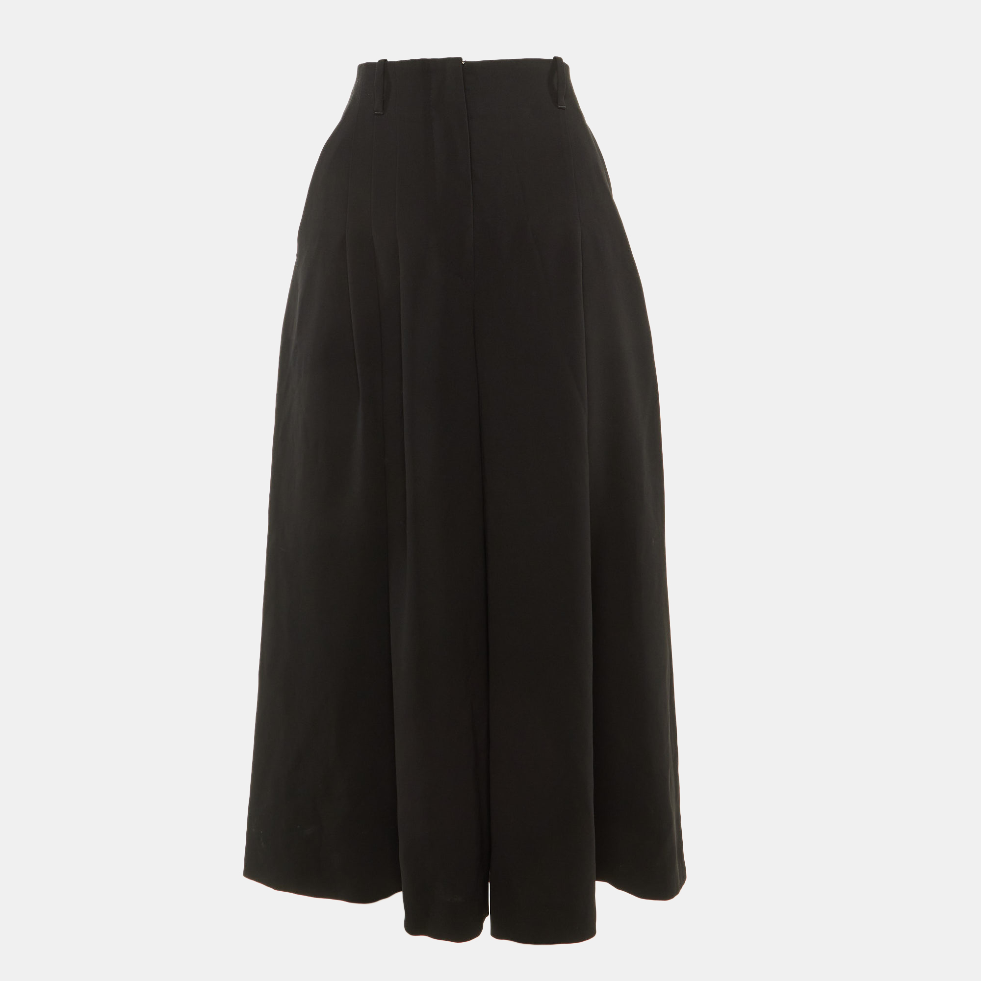 Pre-owned Max Mara Black Crepe Pleated High Waisted Wide Leg Trousers M