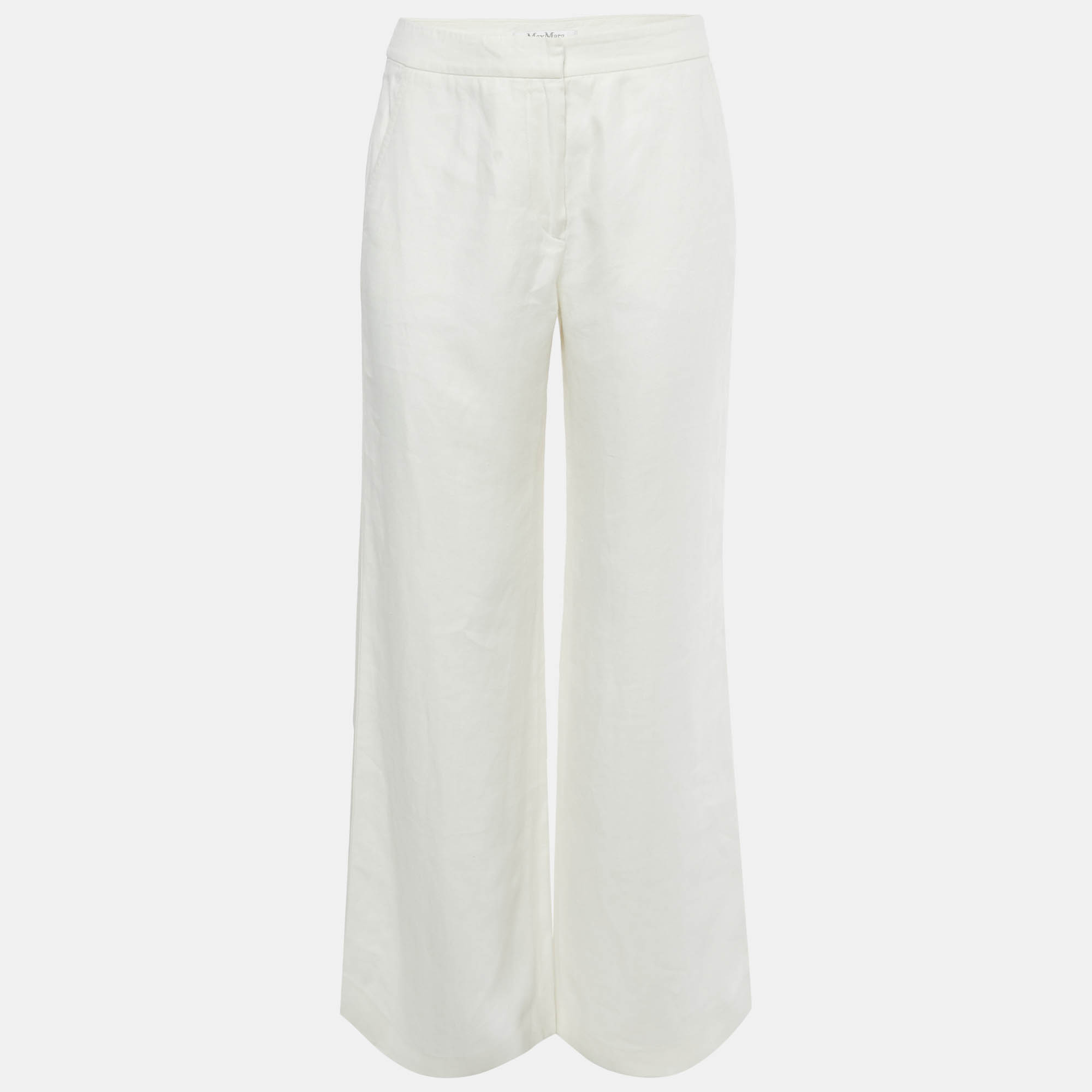 

Max Mara White Linen Wide Leg Trousers M