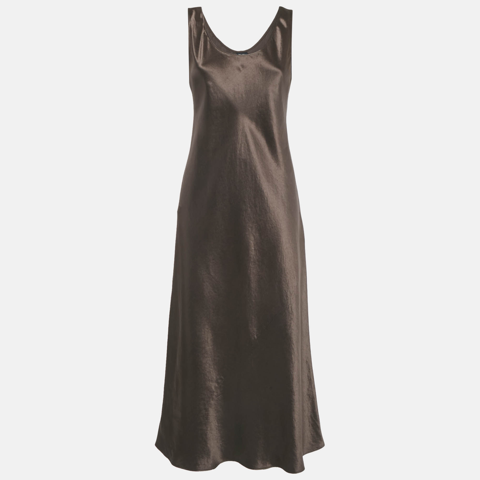 

Max Mara Leisure Brown Satin Sleeveless Maxi Dress L