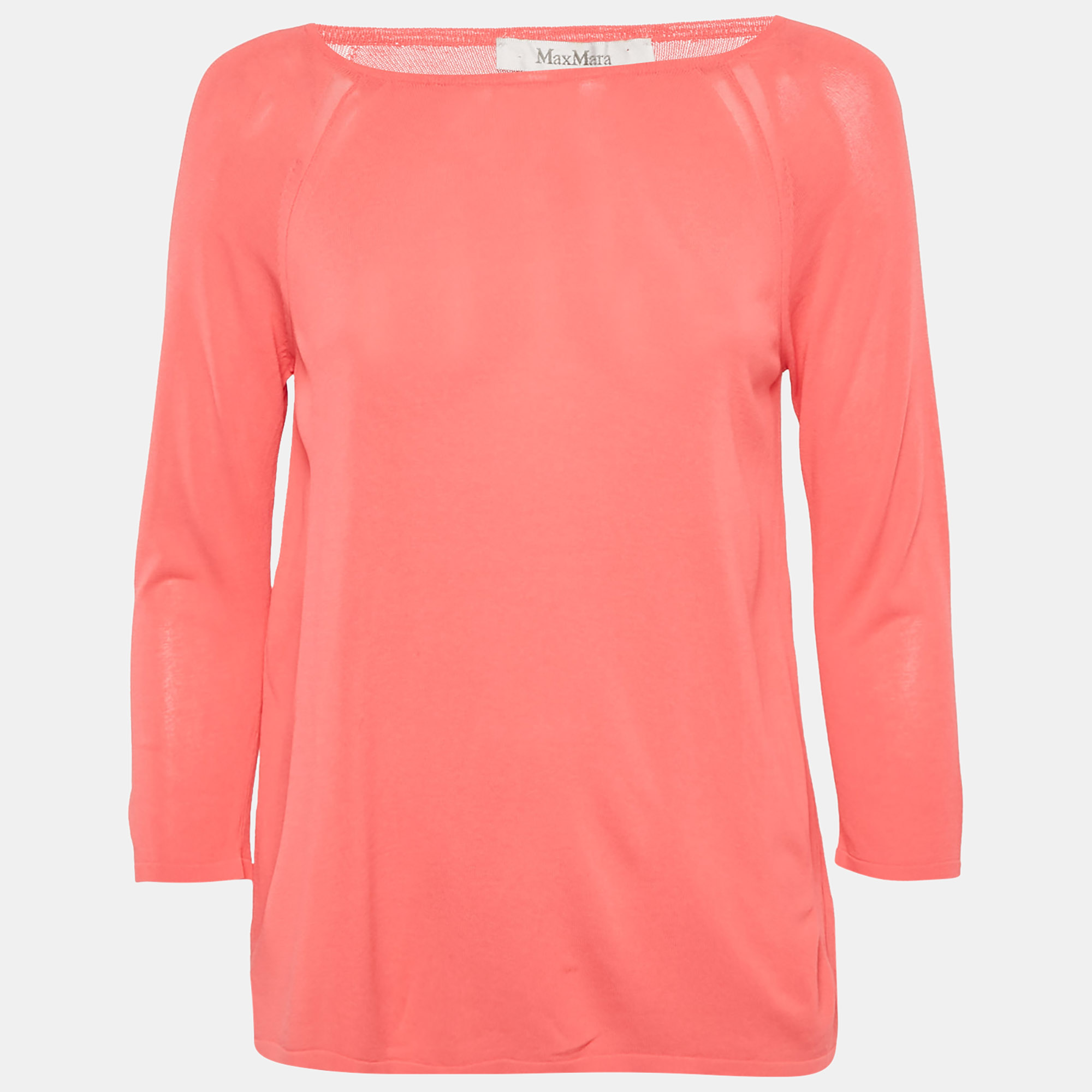 Click to view more detailed imagery on our partner's website Pre-owned Max Mara Coral Pink Knit Quarter Sleeve Jumper M