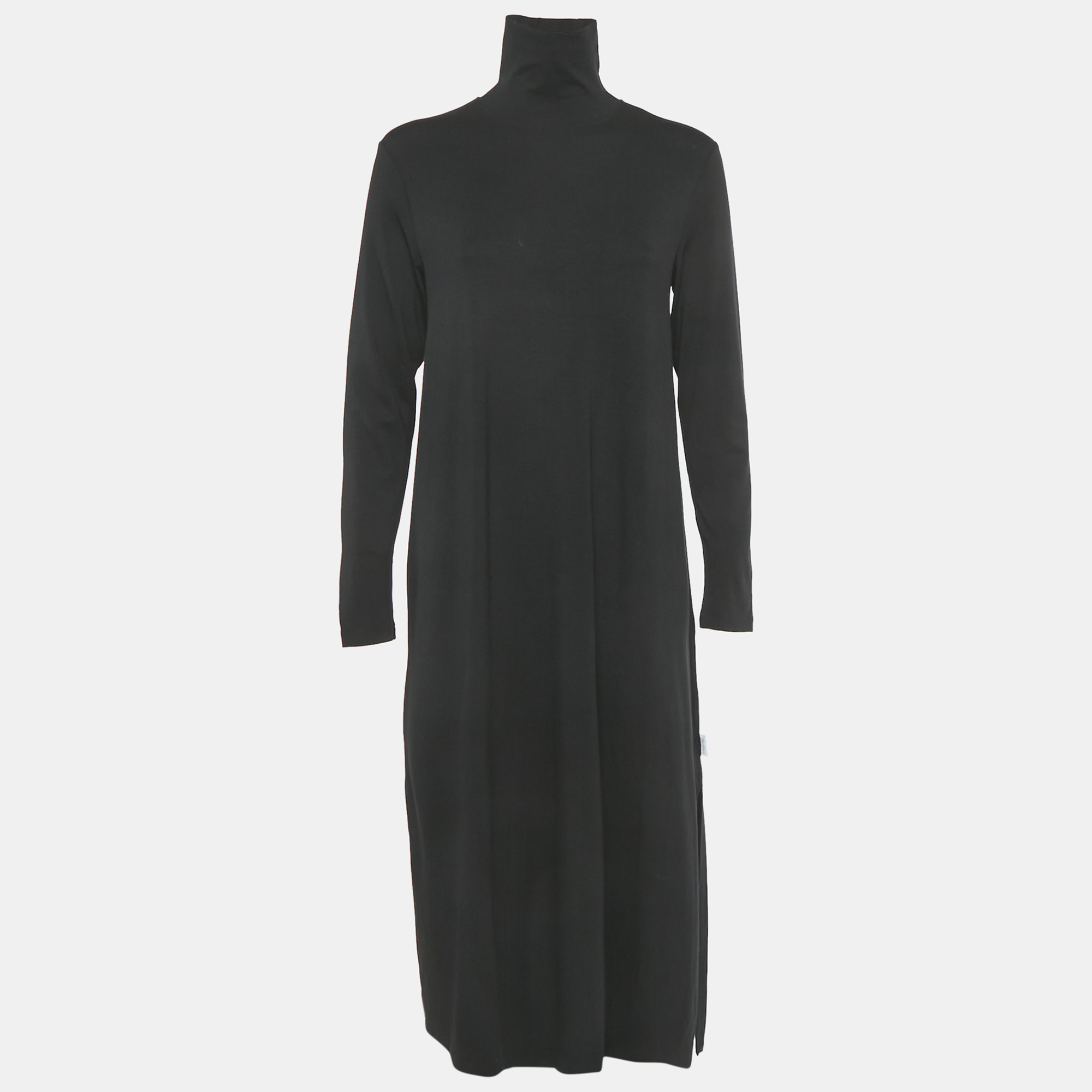 

Max Mara Black Jersey Turtle Neck Midi Dress M