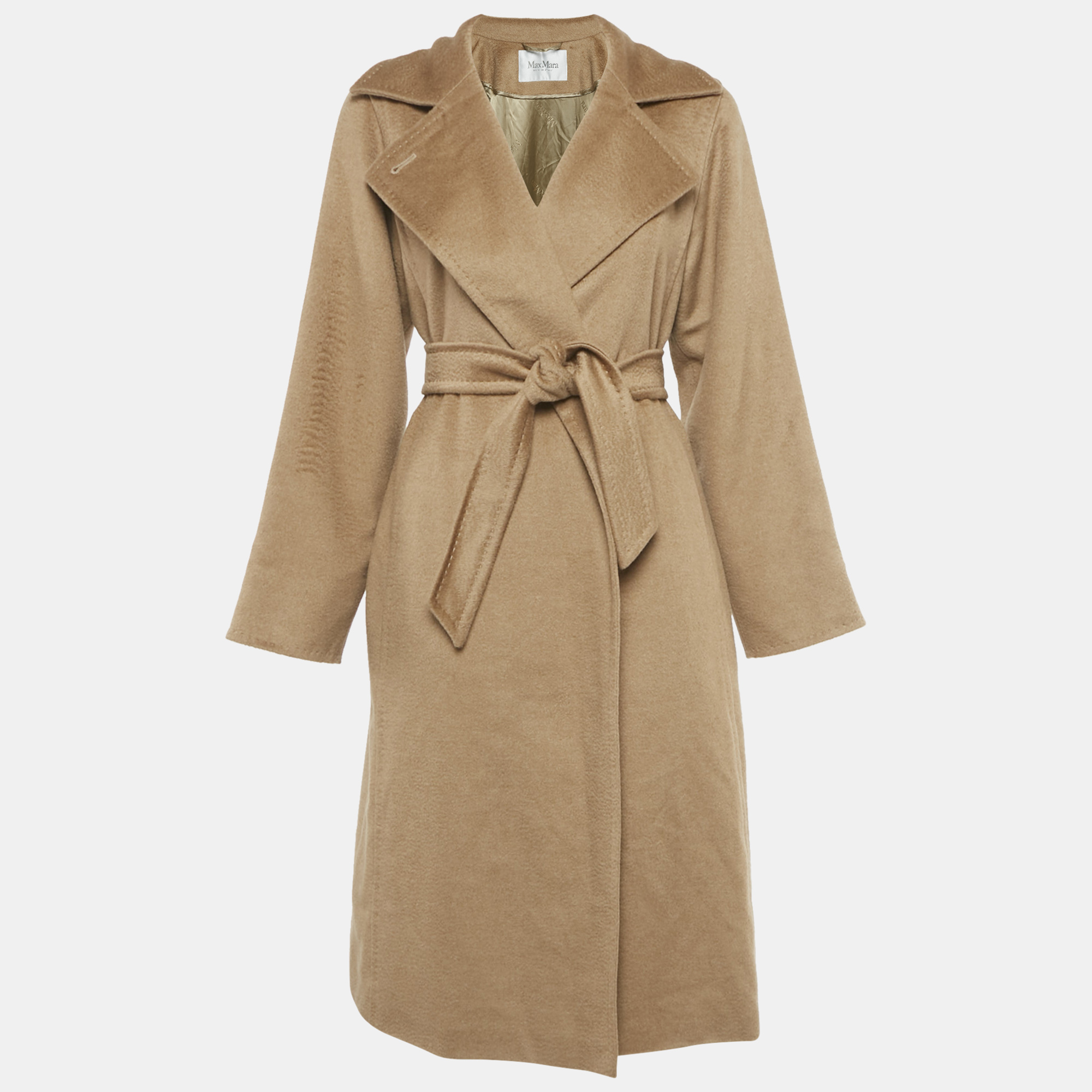 

Max Mara Camel Brown Wool Belted Coat S