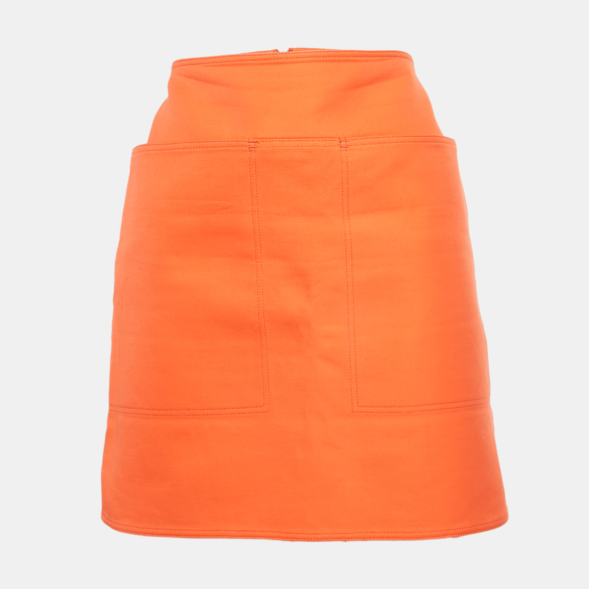 Pre-owned Max Mara Orange Cotton Gabardine Mini Skirt M