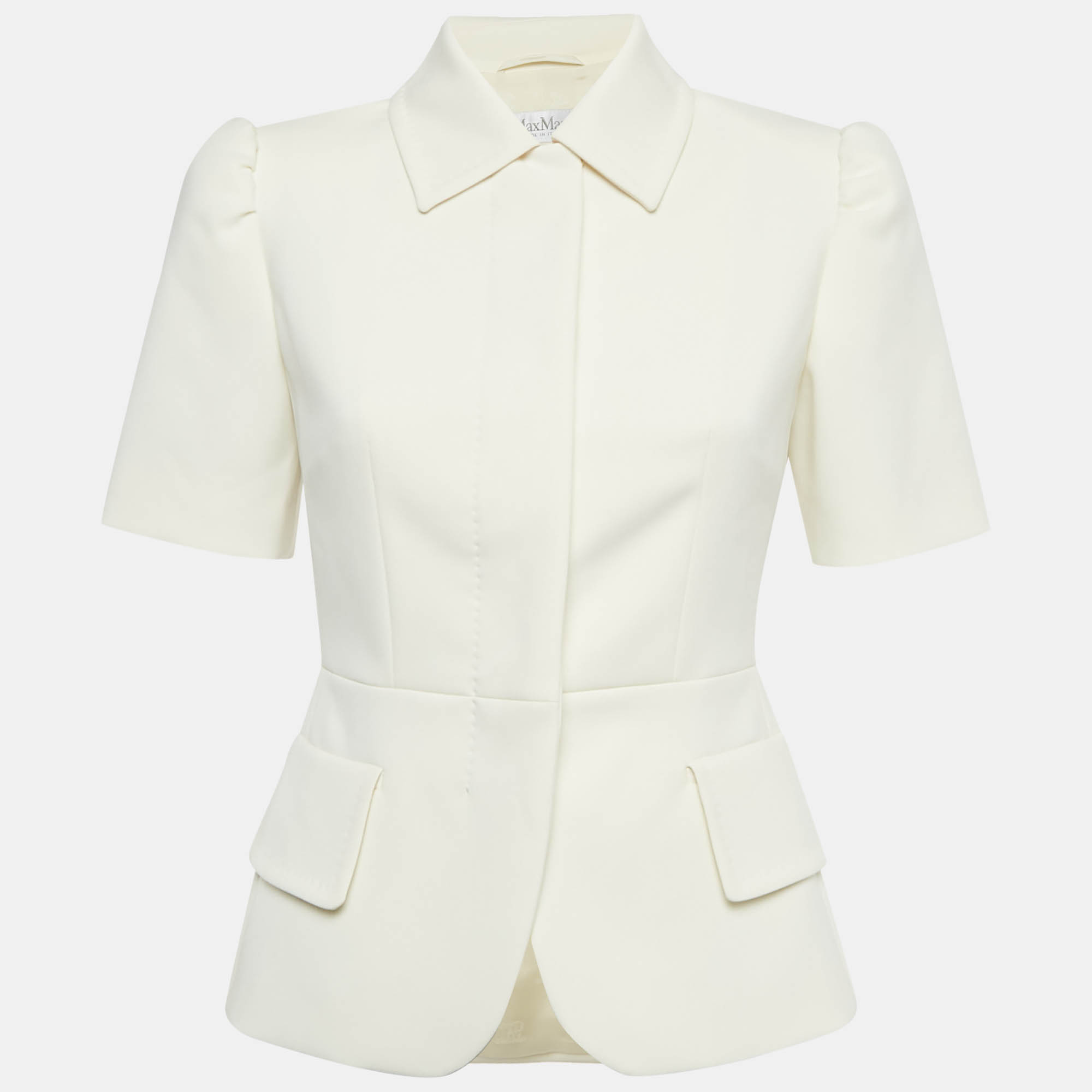

Max Mara Vanilla Crepe Puff Sleeve Jacket S, White