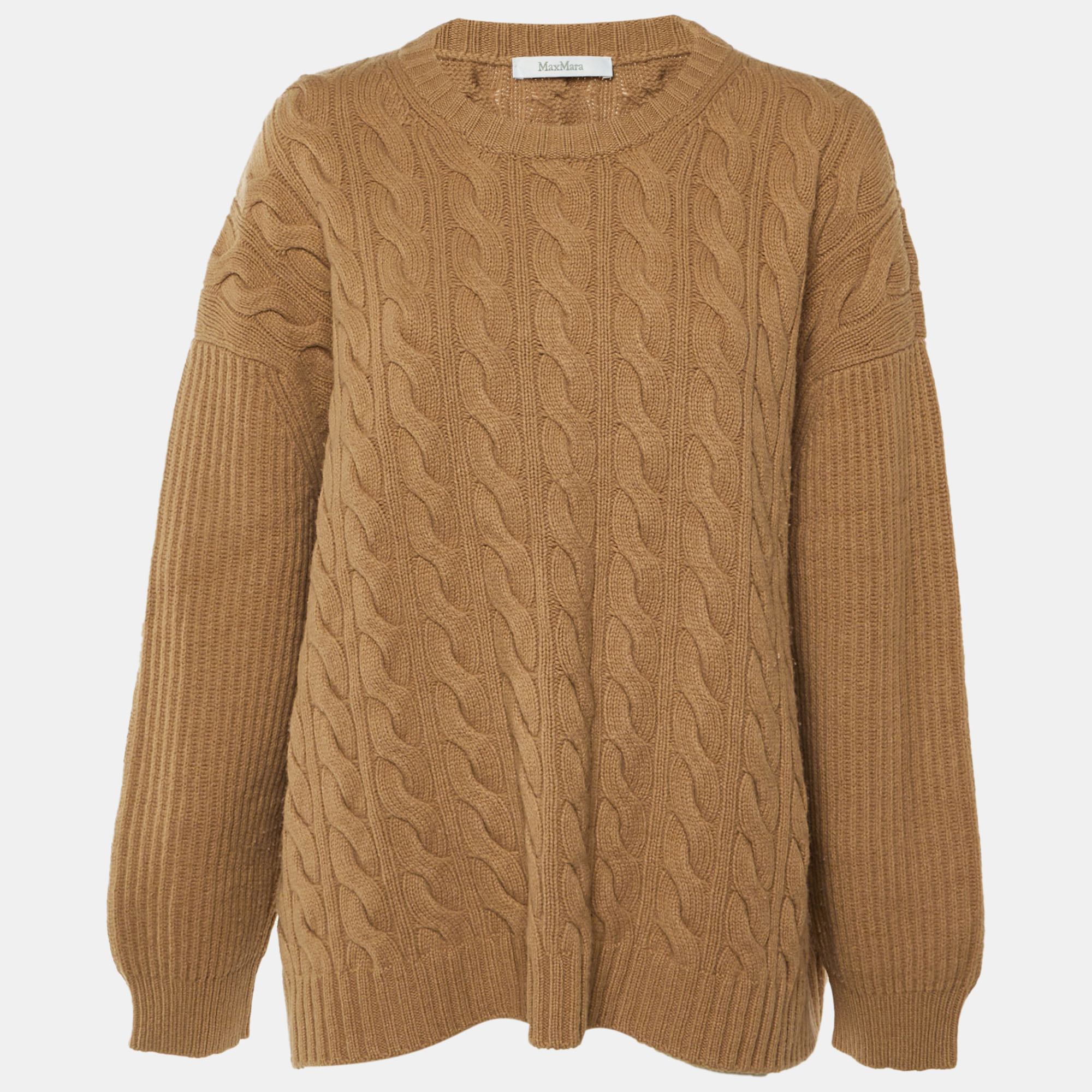 

Max Mara Brown Wool & Cashmere Cable Knit Sweater XXL