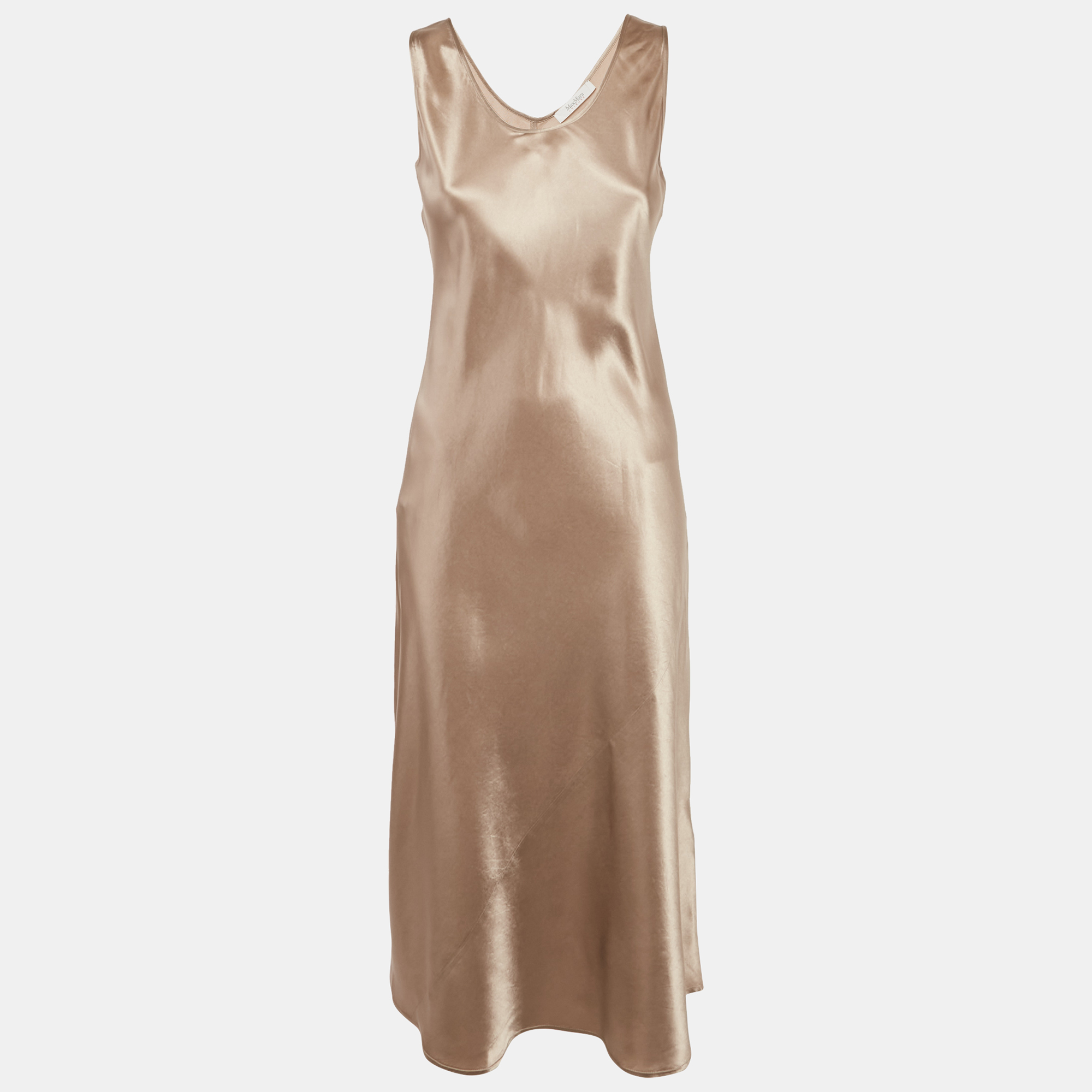

Max Mara Leisure Champagne Brown Satin Midi Dress S