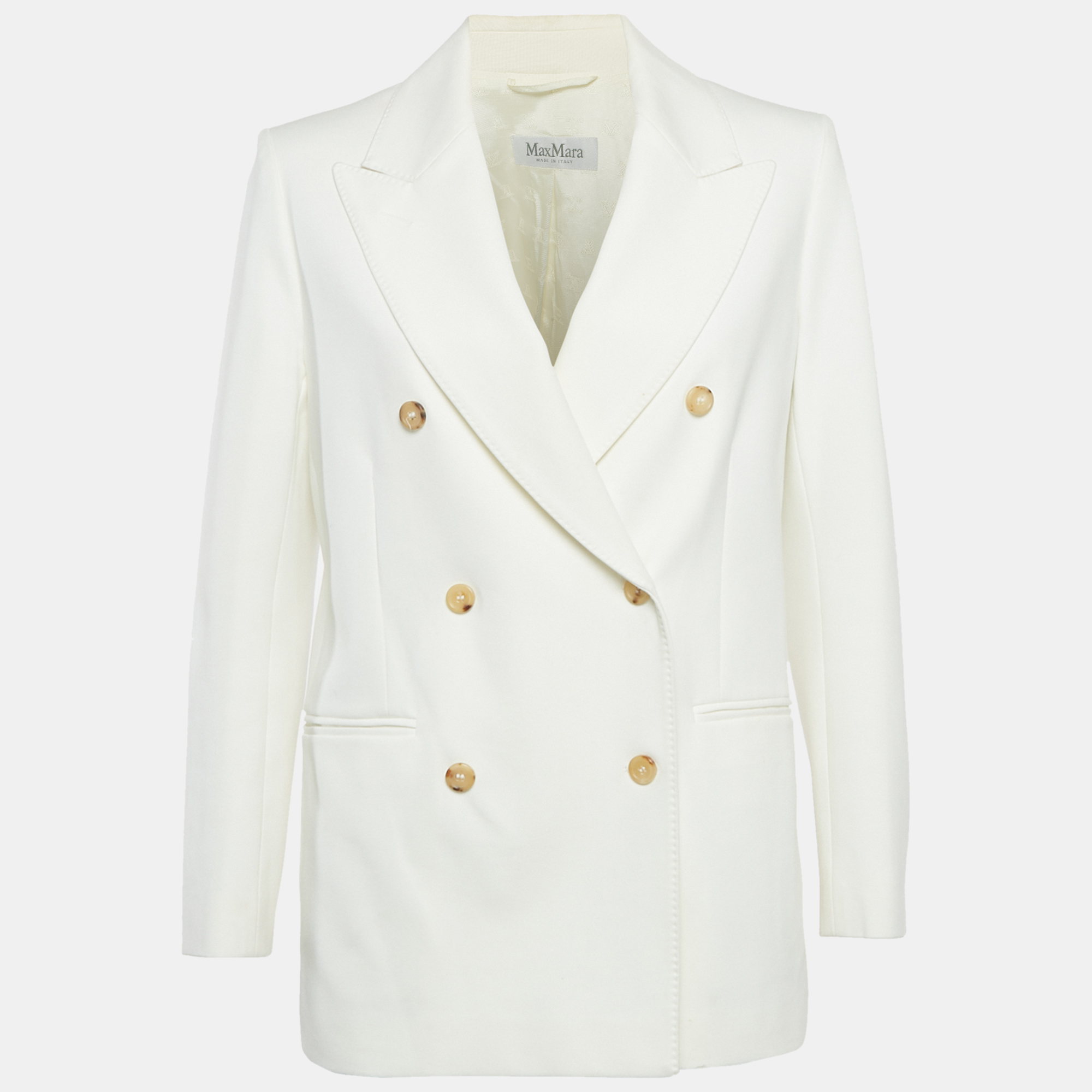 

Max Mara White Crepe Double Breasted Blazer S