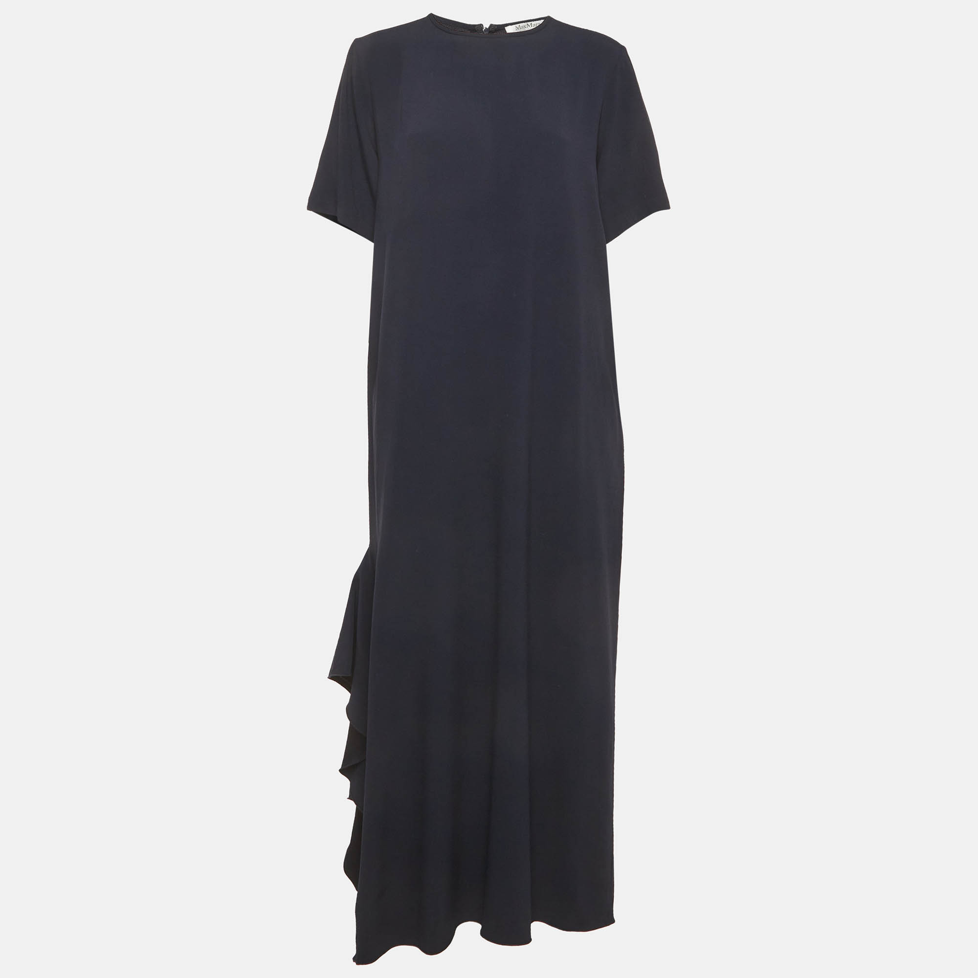 

Max Mara Navy Blue Crepe Asymmetric Maxi Dress M