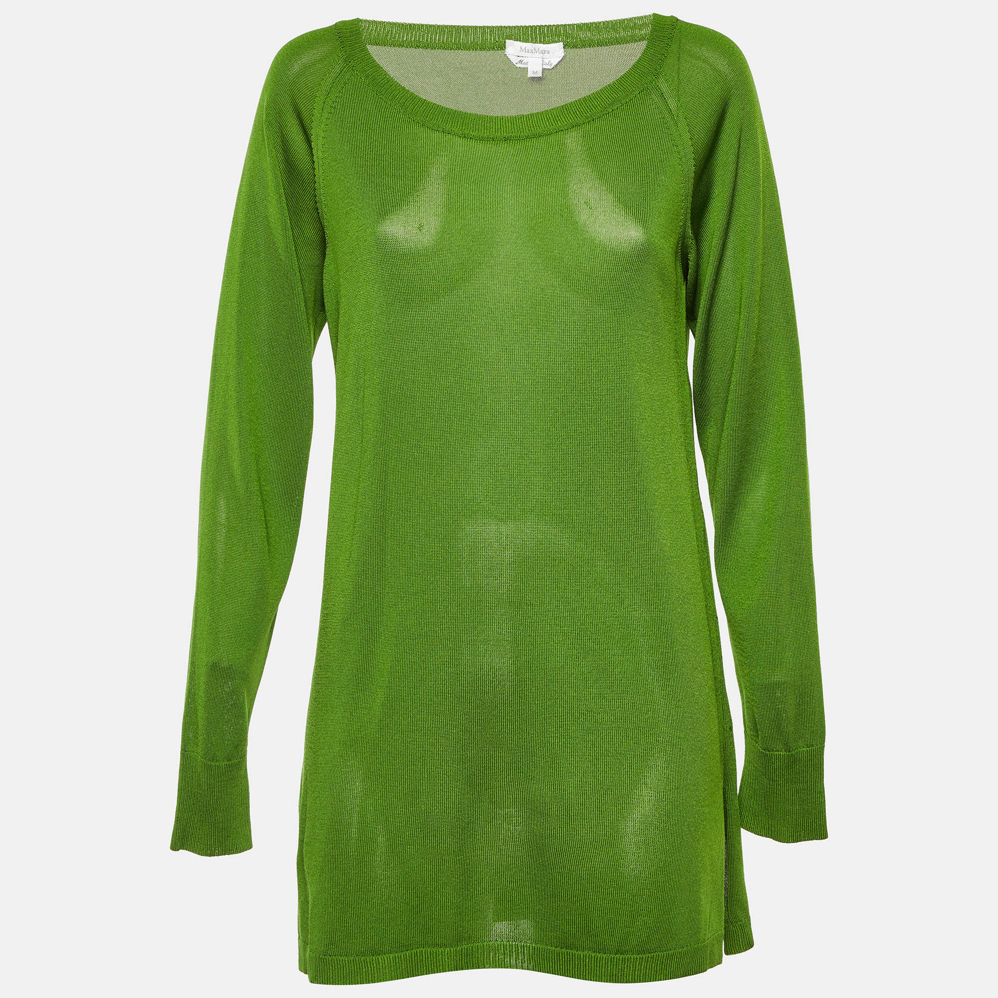 

Max Mara Green Silk Knit Long Sleeve Top M
