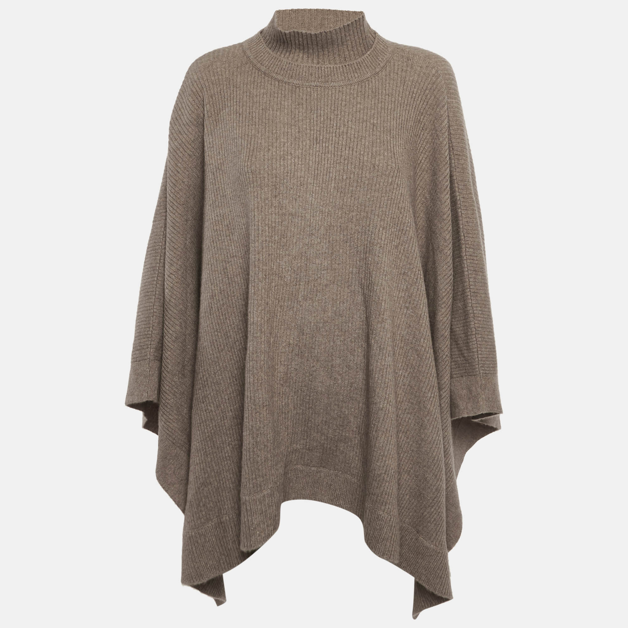 

Max Mara Beige Cashmere Rib Knit Poncho