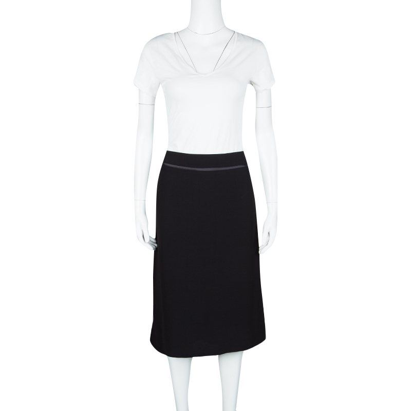 

Max Mara Black Contrast Satin Trim Detail Skirt