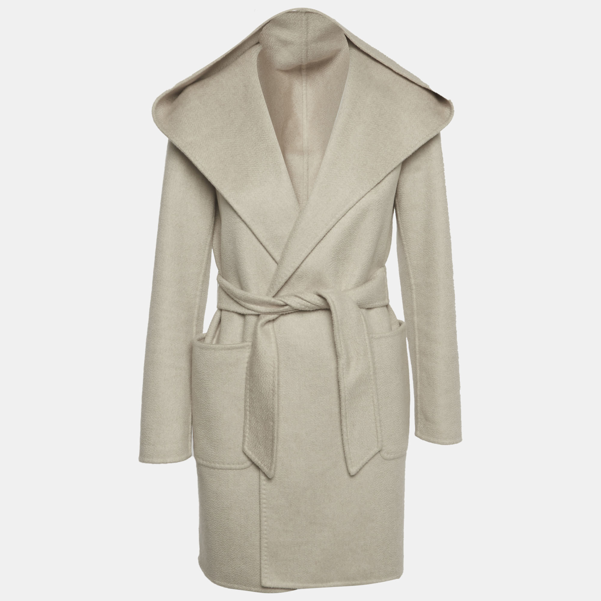 

Max Mara Beige Felt Cashmere Hooded Coat S